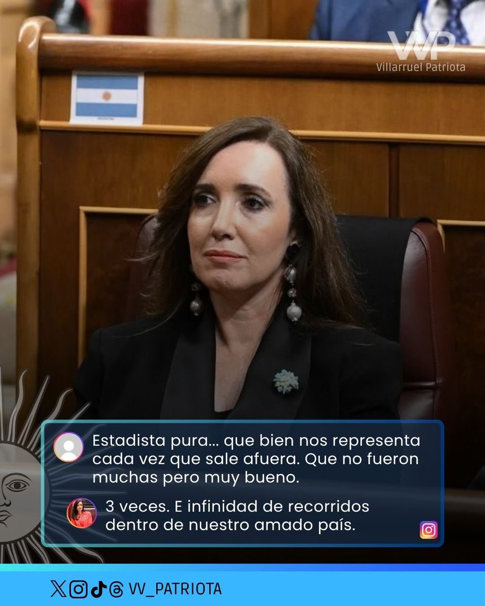 VV_Patriota's tweet photo. 💬 “3 veces. E infinidad de recorridos dentro de nuestro amado país.” 🇦🇷

Ante el comentario de un usuario sobre sus viajes al exterior, Victoria Villarruel aclaró que fueron tres y destacó la cantidad de recorridas que realizó dentro de la Argentina.

🔗 Ver respuesta original de Victoria Villarruel: https://t.co/foOXUMfk5p