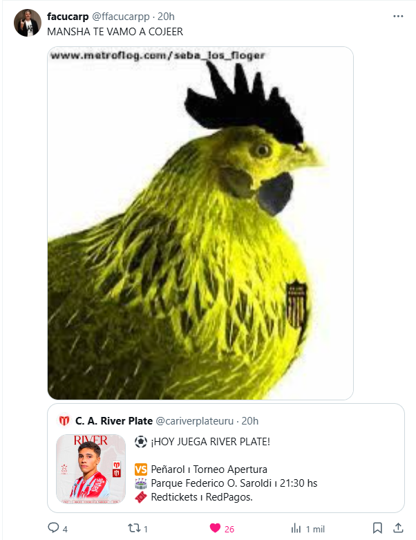 insua_ramiro's tweet photo. Lo de la Conmebol fue letal. Un reconocimiento absoluto (q después el🐵, vividor de Ruglio mandó bajar). X eso, a los que creen una mentira, solo hay q decirles: INVESTIGUEN. Dejen q la historia hable, no el falso relato. Sepan: 🐔SE NACE y demuestra en cancha. Y, obvio, es Peñ. https://t.co/G31NrDjswh