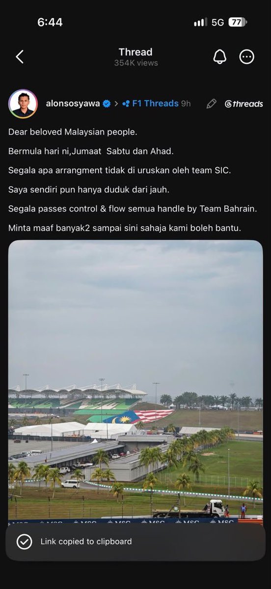 63orgeous's tweet photo. YES EXACTLY PLEASE DON'T BLAME SEPANG MANAGEMENT FOR THIS BECAUSE THEY HAD NO SAY IN THE MANAGEMENT.... THEIR ONLY JOB IS TO PREPARE THE TRACK 😭😭 

I put the blame 100% on bahrain sebab ego and tak mahu ambil nasihat from tuan rumah yang well seasoned dengan their own fella 😭 https://t.co/kXMT737jiy