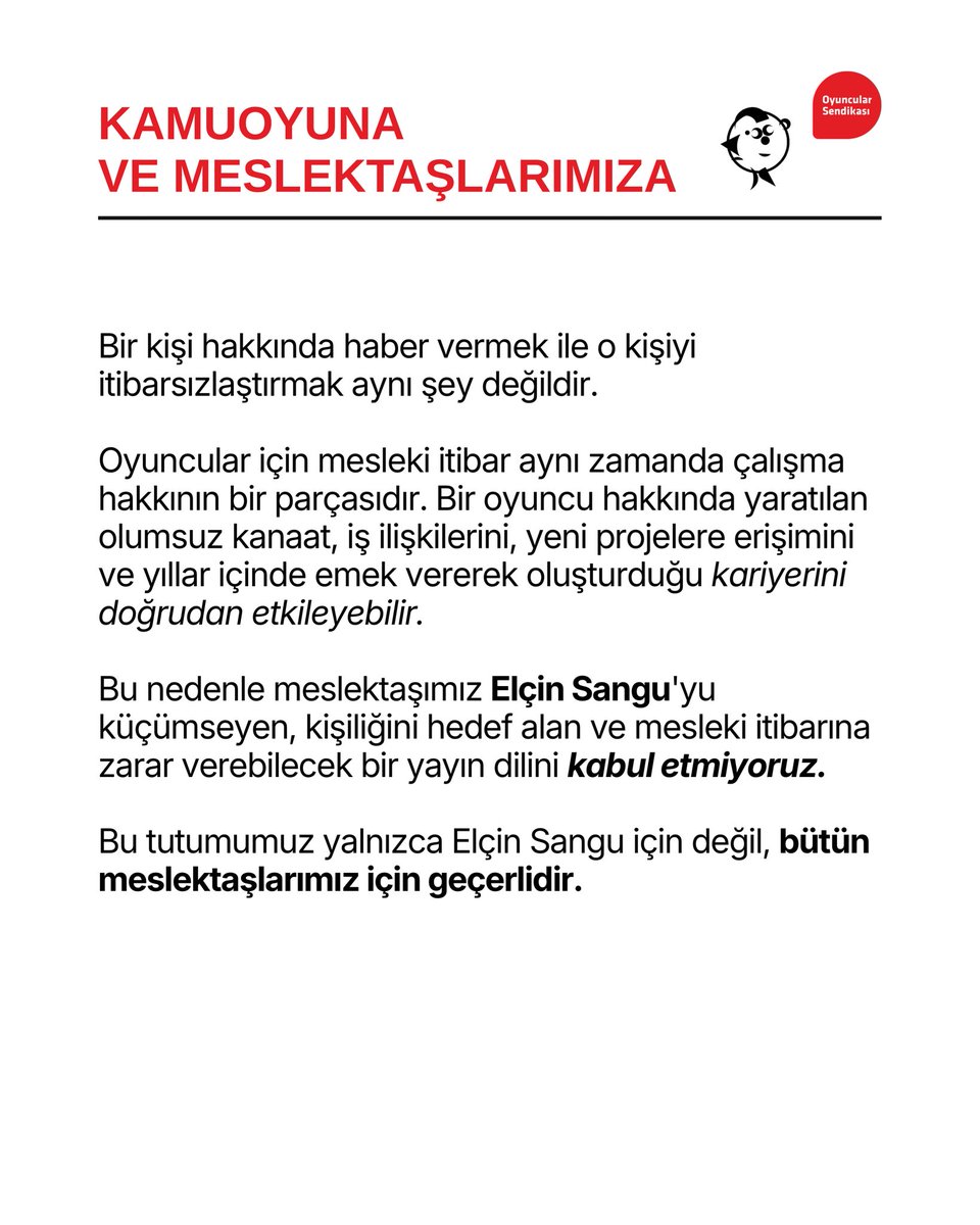 oyuncusendika's tweet photo. Kamuoyuna ve Meslektaşlarımıza https://t.co/AbPhyvqCKB