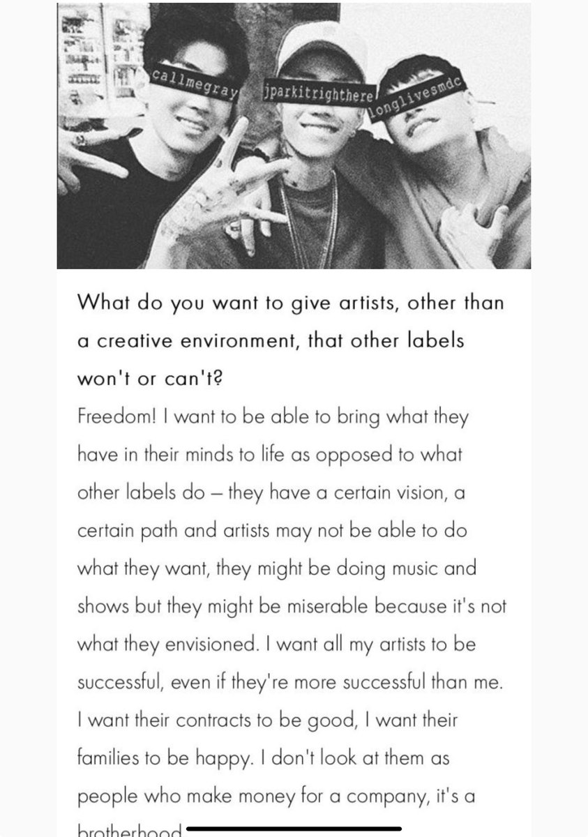 JakeSeresinnix's tweet photo. Jay Park’s consistent mindset since day 1.😭

“I want all my artists to be successful, even if they're more successful than me. I want their contracts to be good, I want their families to be happy. I don't look at them as people who make money for a company, it's a brotherhood.” https://t.co/qXPyxH2Okj