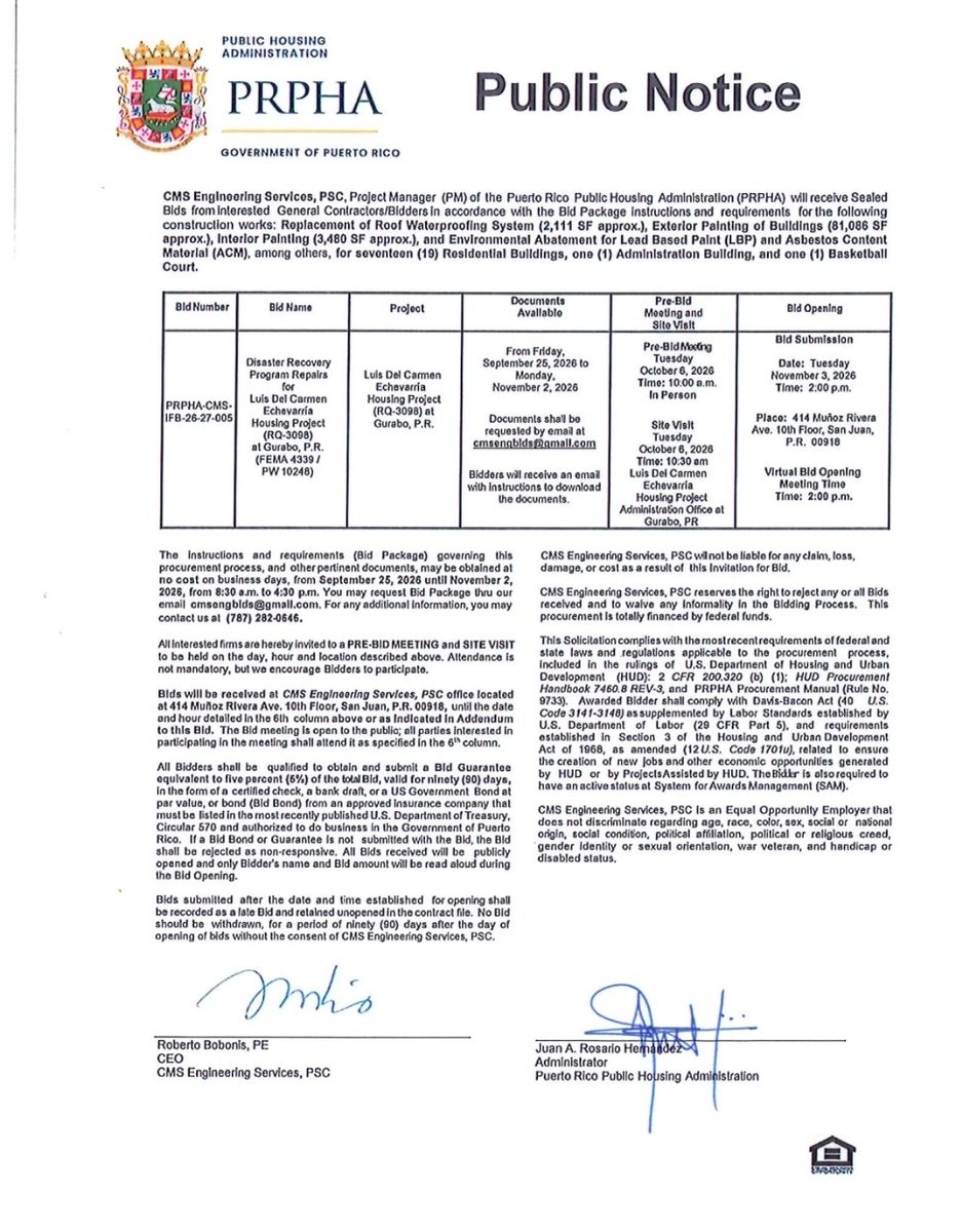Cor3pr's tweet photo. 🔊 ¡Aviso de subastas! Varios subrecipientes de fondos de FEMA han publicado diversas solicitudes de propuestas (RFP) para ejecutar proyectos de reconstrucción.

⬇️ Aquí más detalles. https://t.co/qM3XDZIIde