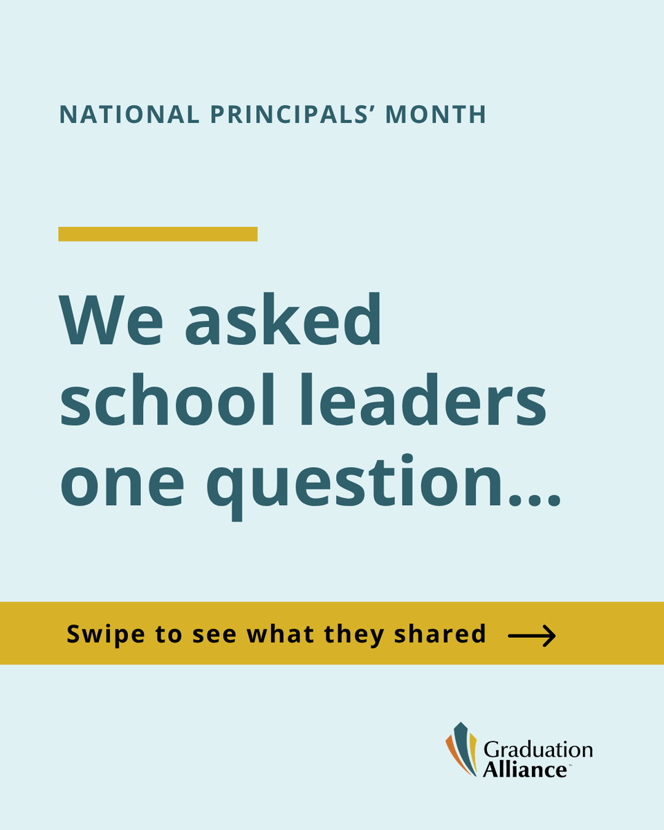 GradAlliance's tweet photo. For National Principals Month, we asked some of our school leaders one question, and we loved what they had to say.

Help us celebrate the principals who show up for their school communities every day. 💙

#NationalPrincipalsMonth #K12Leadership #StudentSuccess https://t.co/Evd0eiH9Xx