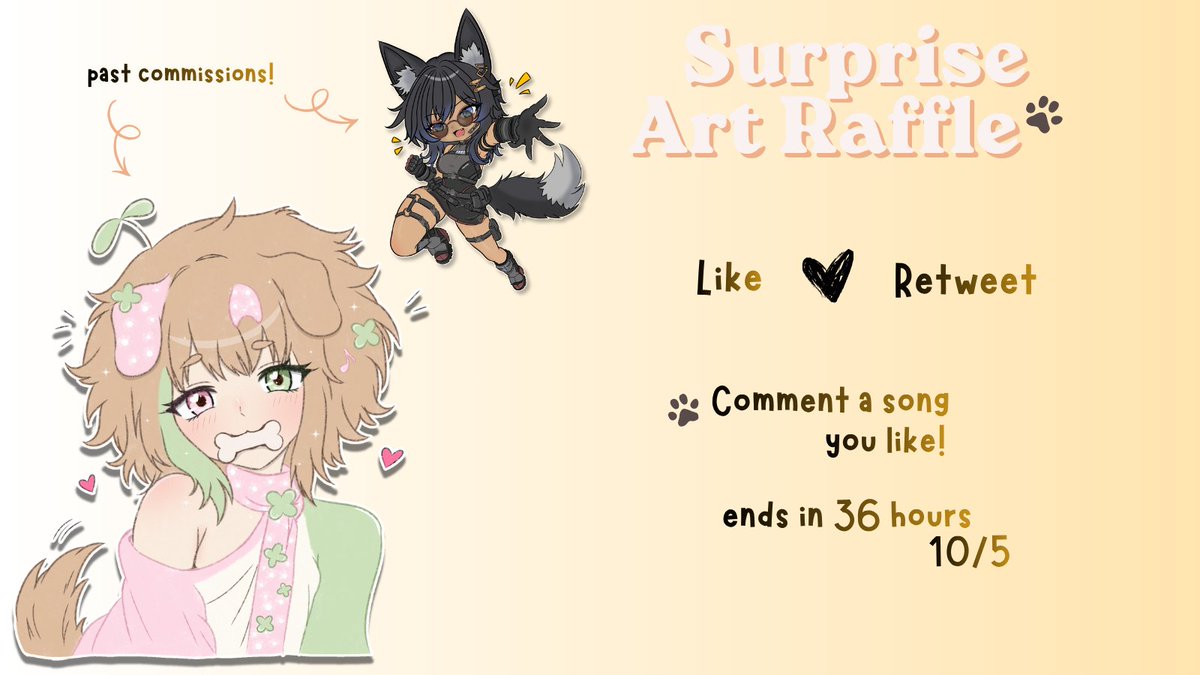 chrissipaws's tweet photo. Trying to become active again so I'm going to try and host some art raffles to do some art for people ♡

Be sure to follow the rules listed! This will be a random surprise art ૮₍ ´ ꒳ `₎ა
>Winner decided at random!< https://t.co/4VGiqFCRUX