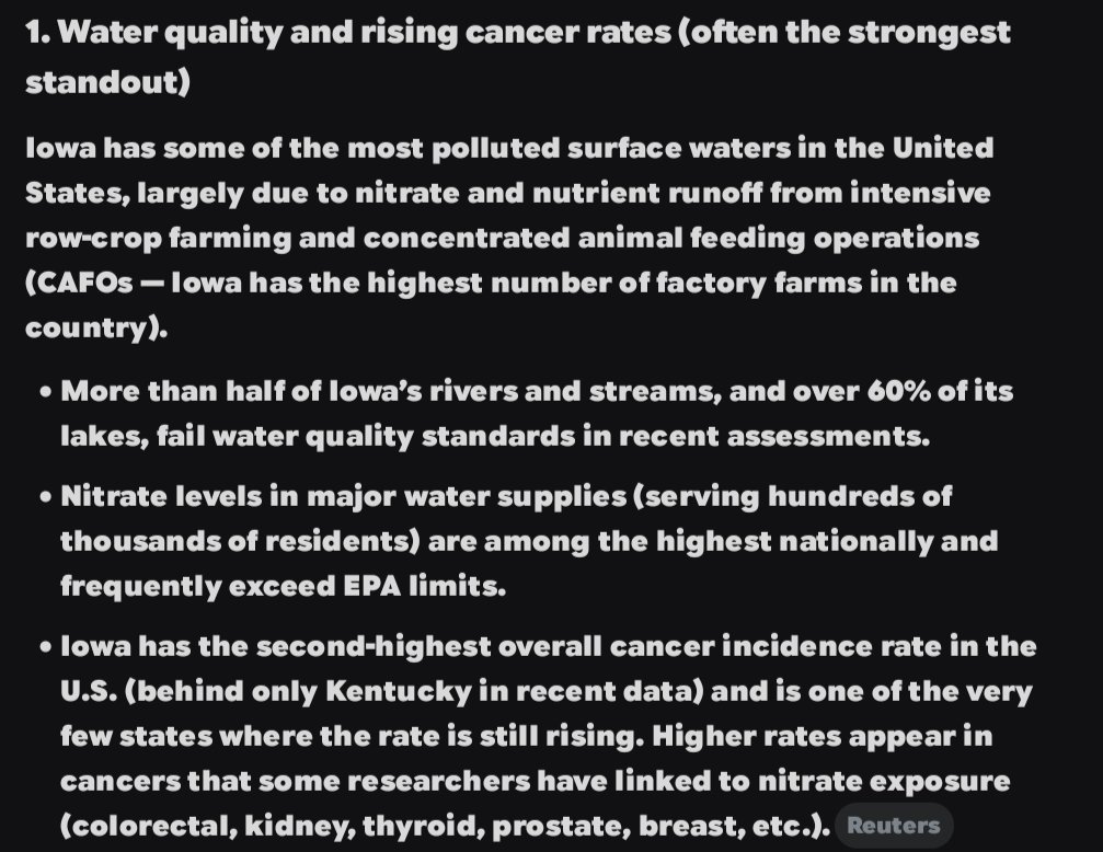 _Corn_Enjoyer_'s tweet photo. @PendletonWaffle @Reysor7 @Static_fur @Molayoo_ Yeah. Cancer is crazy high here in Iowa. It's because of the Fertilizer. Nitrate levels are high. State relies on the farmers too much to do anything about it so the best thing someone can do is drink bottled water. https://t.co/sF9bVToBfp