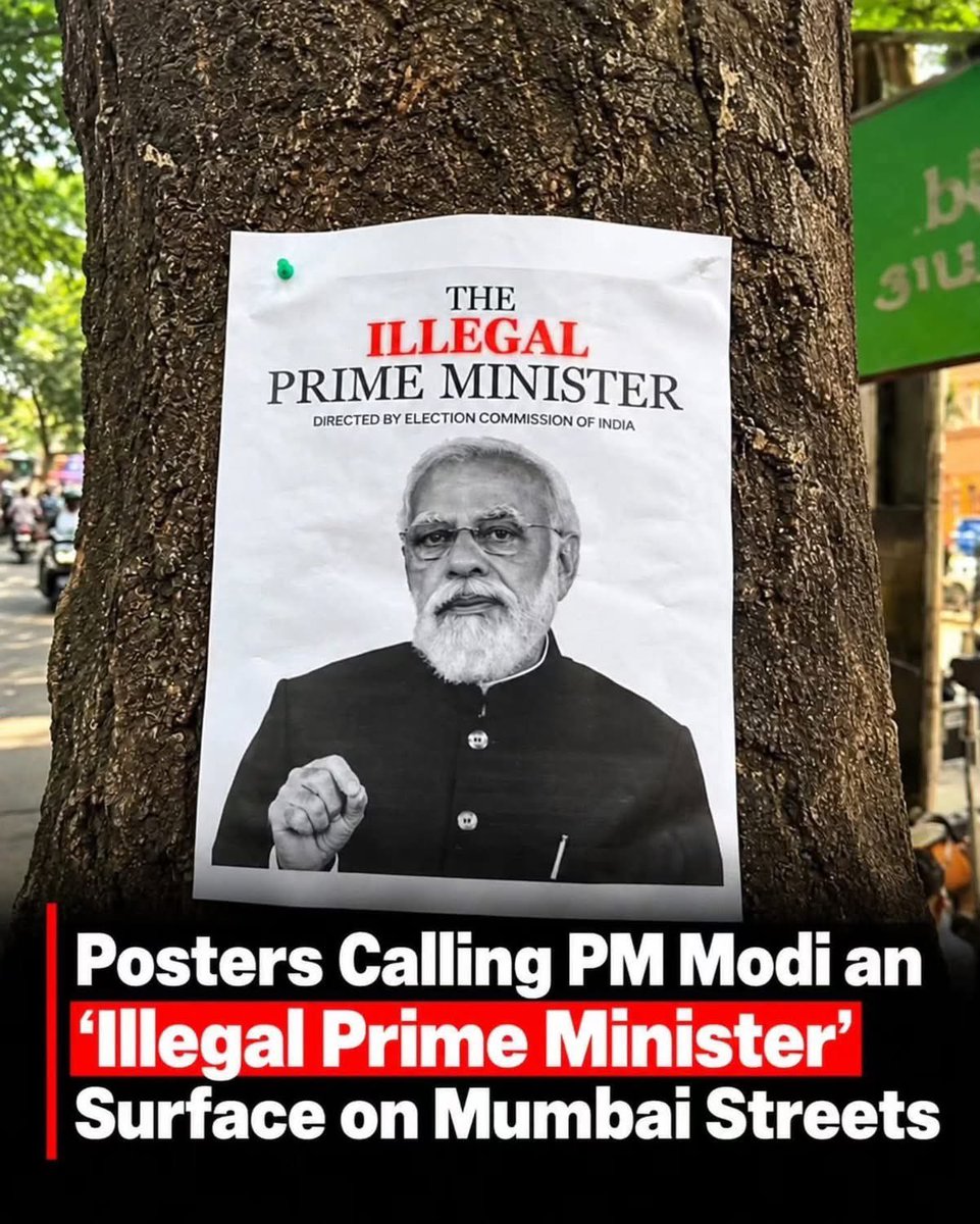 GuptaPragnya's tweet photo. His real face is now out in the open. Such are the posters on the streets of Mumbai. 

The mask is ripped off. 
He’s now recognised for what is he, “AN ILLEGAL PRIME MINISTER”⚠️ ‼️ https://t.co/SGyGRYY81R