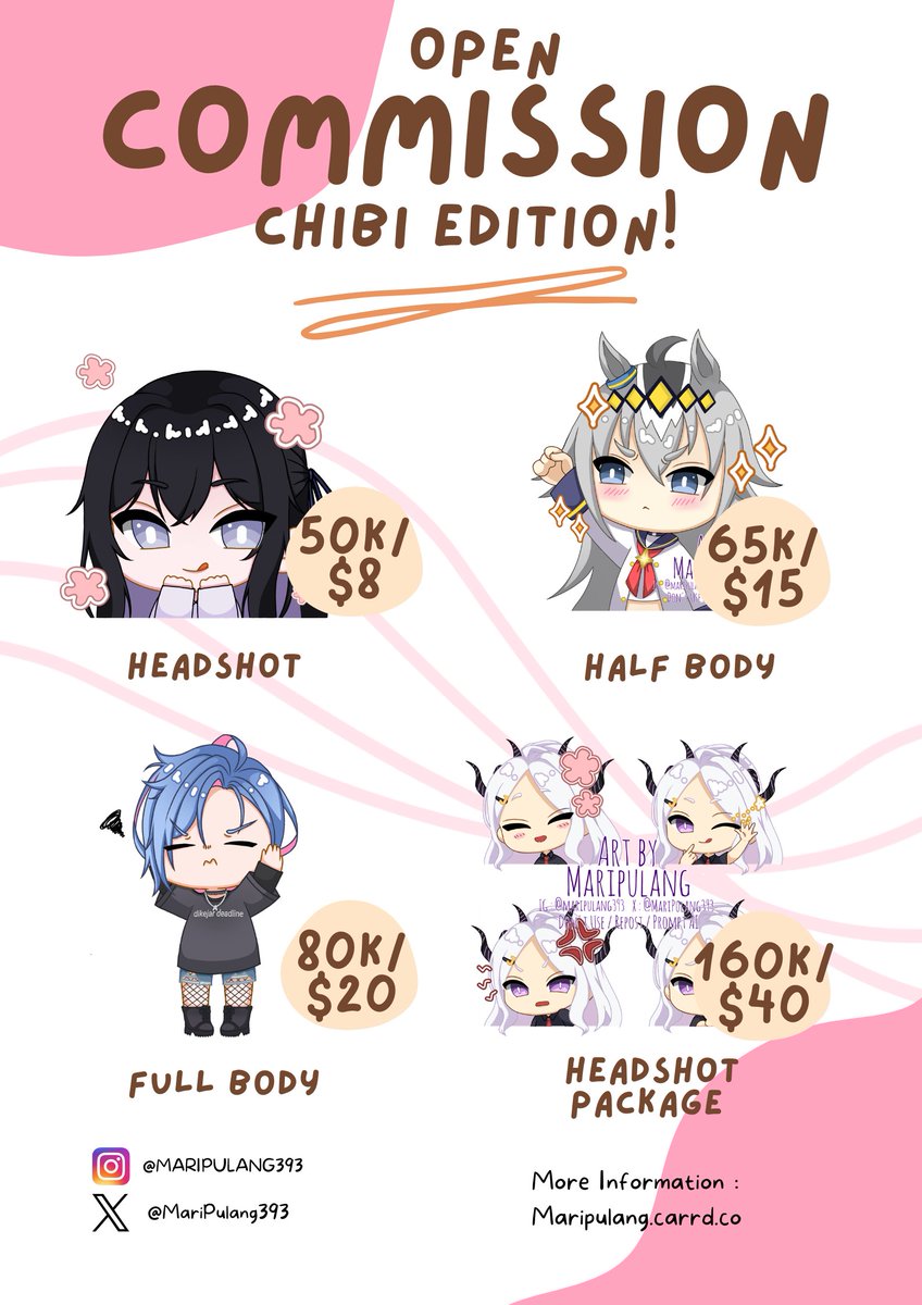 MariPulang393's tweet photo. Halo kakak...aku open commission chibi bulan Oktober nih!❤️✨
Barangkali kakak berminat bisa langsung DM yak..slot cuma 0/3!
#artsupport #zonauang #commission #commissionsopen
#zonajajan https://t.co/Gj6B08QWO4