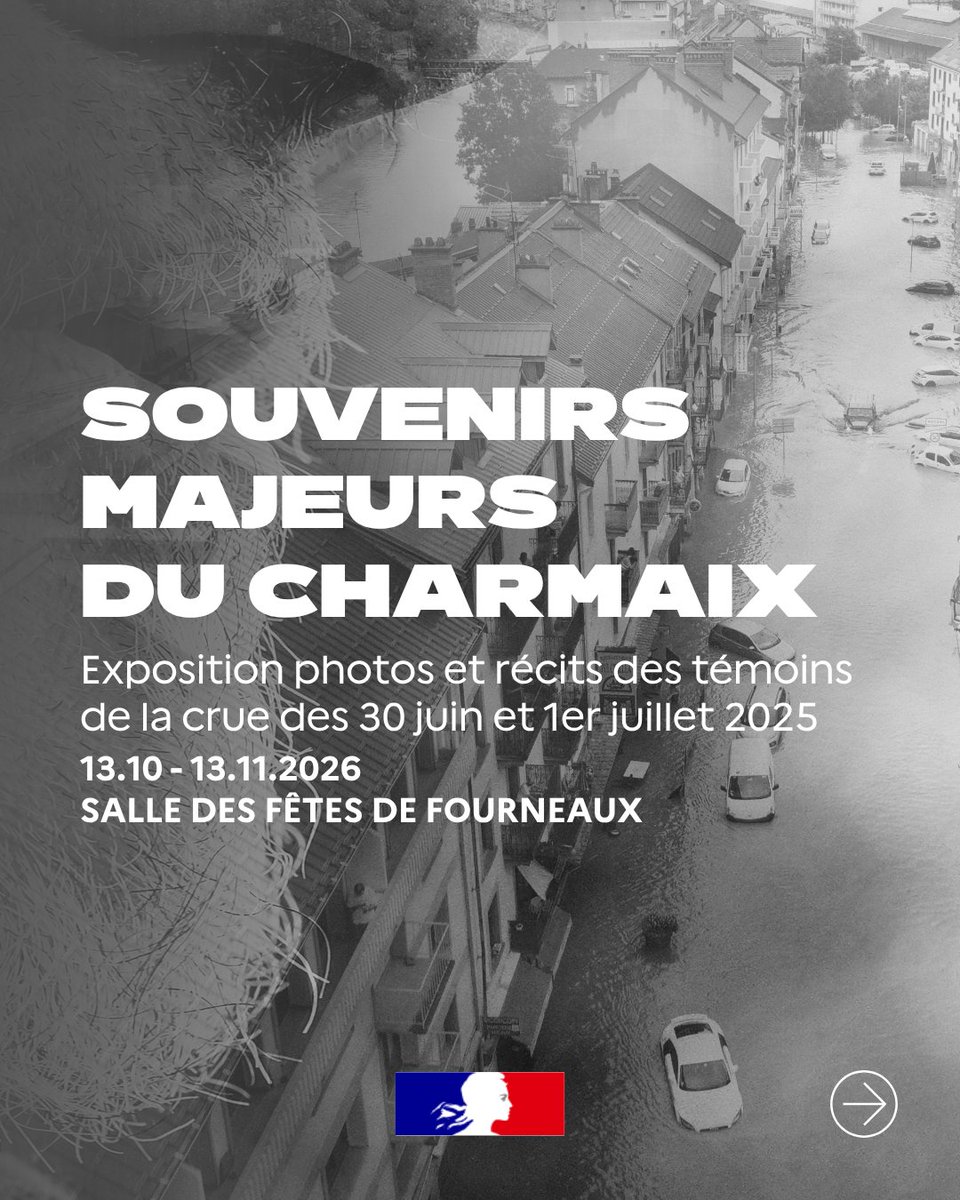 Prefet73's tweet photo. 🛡️ #JNR2026 | Dans le cadre de la Journée nationale de la résilience, la préfecture de la Savoie et ses partenaires vous invitent à découvrir l'exposition photos « Souvenirs majeurs du Charmaix » consacrée à la crue du torrent qui a touché les communes de Fourneaux et Modane les 30 juin et 1er juillet 2025.

Photographies, témoignages et échanges permettront de revenir sur cet événement, mais aussi de mieux comprendre les risques du territoire et les moyens de s’y préparer.

📅 Mardi 13 octobre 2026  
📍 Salle des fêtes de Fourneaux  
🕐 16h30 | Vernissage de l'exposition  
🕐 17h | Forum des acteurs de la gestion des risques

Plus d’informations sur notre site internet : https://t.co/dlRzFRok0v
