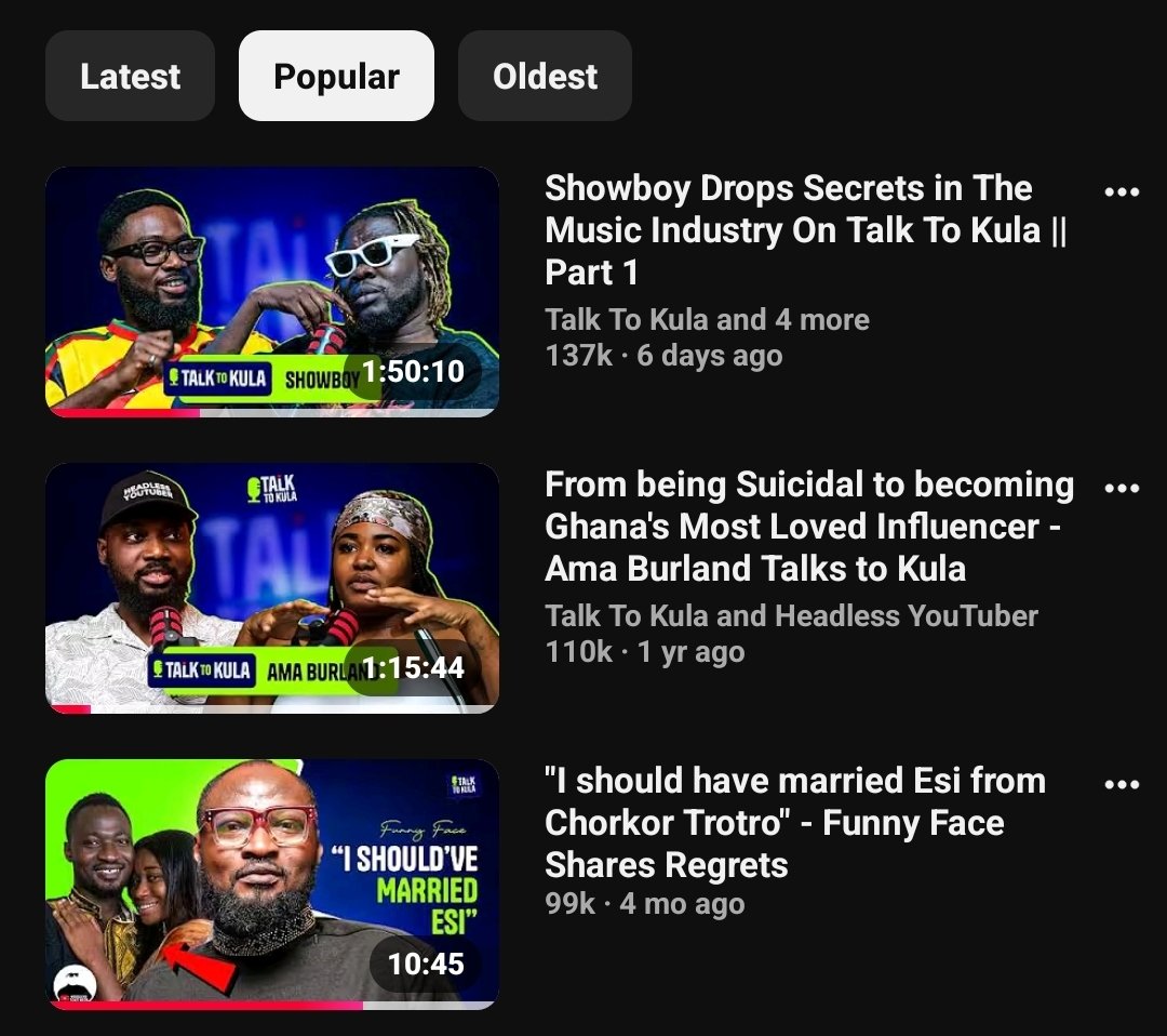 HeadlessYouTube's tweet photo. Big Up @2hypeshowboy. 🔥

His Interview has beaten Ama Burland's episode as the Most Viewed #TalkToKula episode so far. 🔥 https://t.co/gwTj9dcB3a