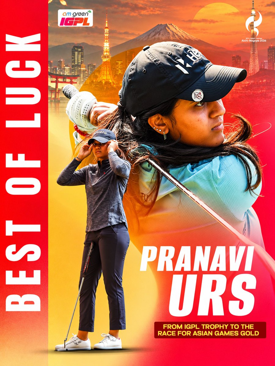 Officialigpl's tweet photo. FROM IGPL CHAMPION TO THE ASIAN GAMES. 🏆➡️🥇

Pranavi Urs has conquered the IGPL fairway. Now, the next challenge awaits in Japan.

The race for Asian Games gold is on. 🇮🇳🔥

#AMGreenIGPL #GolfOn #GolfForAll https://t.co/AImSBmwpQt