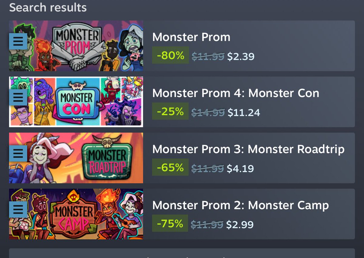CmmdrDiamond's tweet photo. Monster prom games are on sale buy them https://t.co/Hoz2yzHFmD