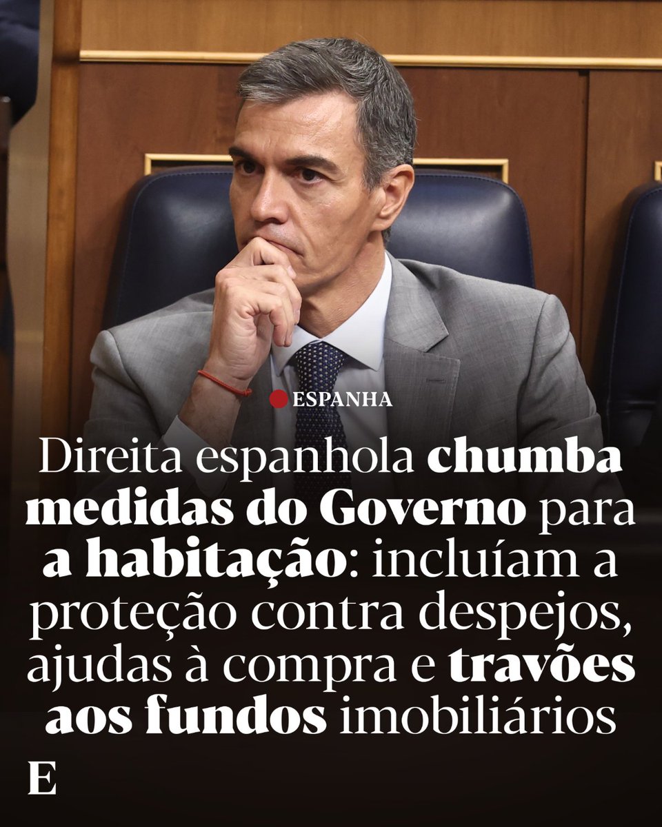 expresso's tweet photo. 🔴 Governo do socialista Pedro Sánchez viu chumbado o pacote de medidas para a habitação, com votos contra da direita, da extrema-direita e dos independentistas conservadores. 

Leia mais: https://t.co/q49SHpZoBZ https://t.co/13R7sgOd5M