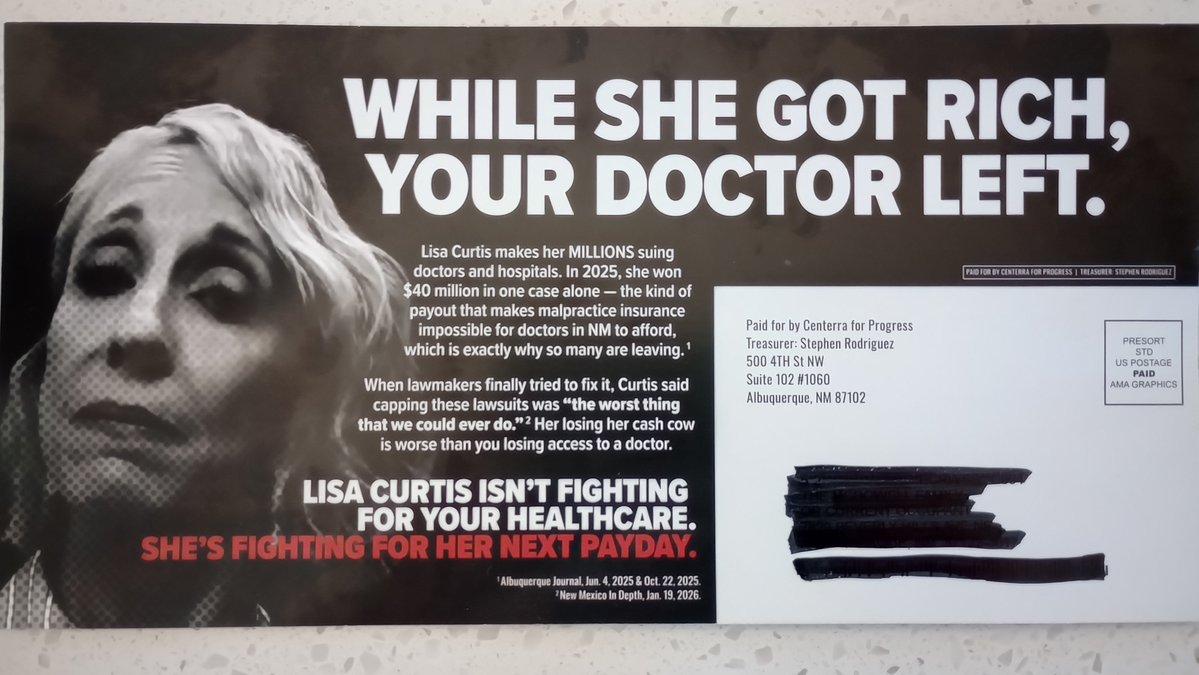 JackieMcDowell's tweet photo. @RioGrandeFndn @Nicolechavez4NM @bobkkob @ThinkNewMexico Lisa Curtis got Rich and Your Doctor left. https://t.co/9NxMWqMbKQ