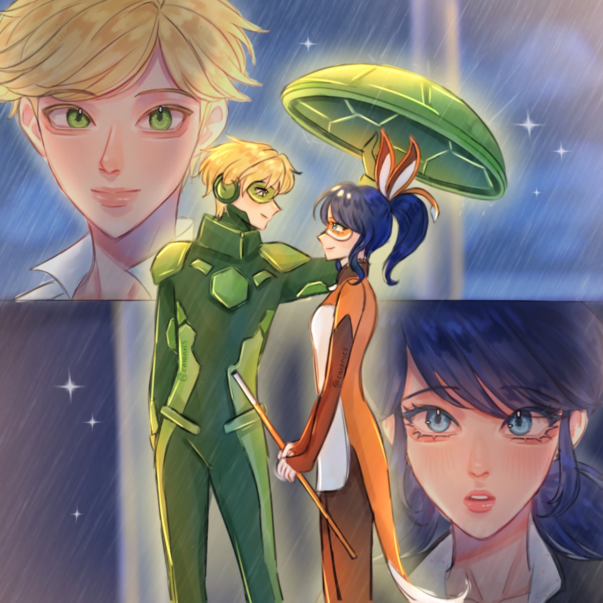 BeMiraculousLB's tweet photo. Who else loved this episode and their transformations? 🥹🦊🐢

Fan Art Friday by: caionics on IG https://t.co/ZDXqSejz6Z