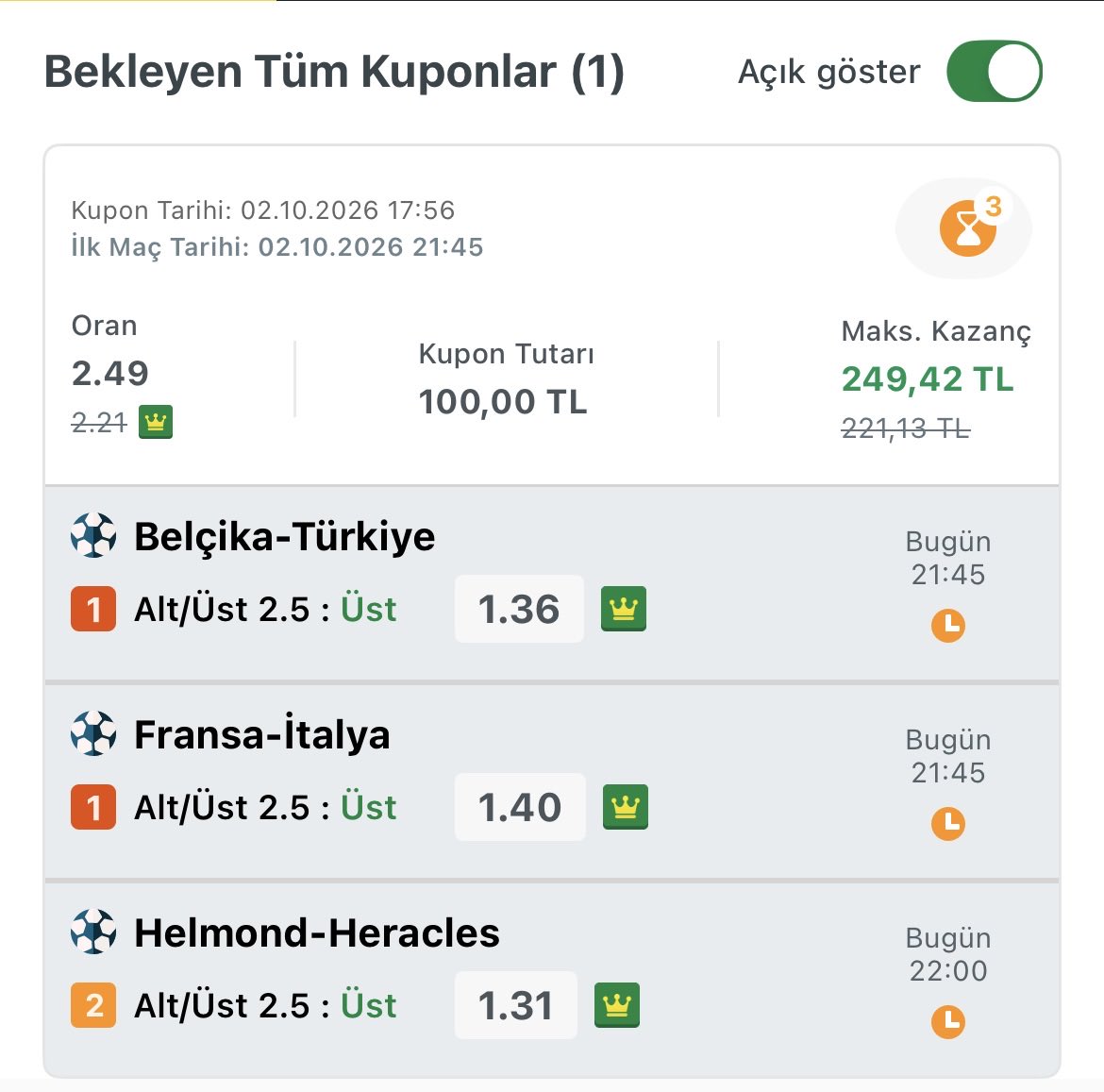 toli_tip's tweet photo. Bugün 3 gol barajını aşacak maçlar
Ne kadar bastığımı göstermicem 🧿
Oyna paran 2.5x https://t.co/LJS6oLnTyz