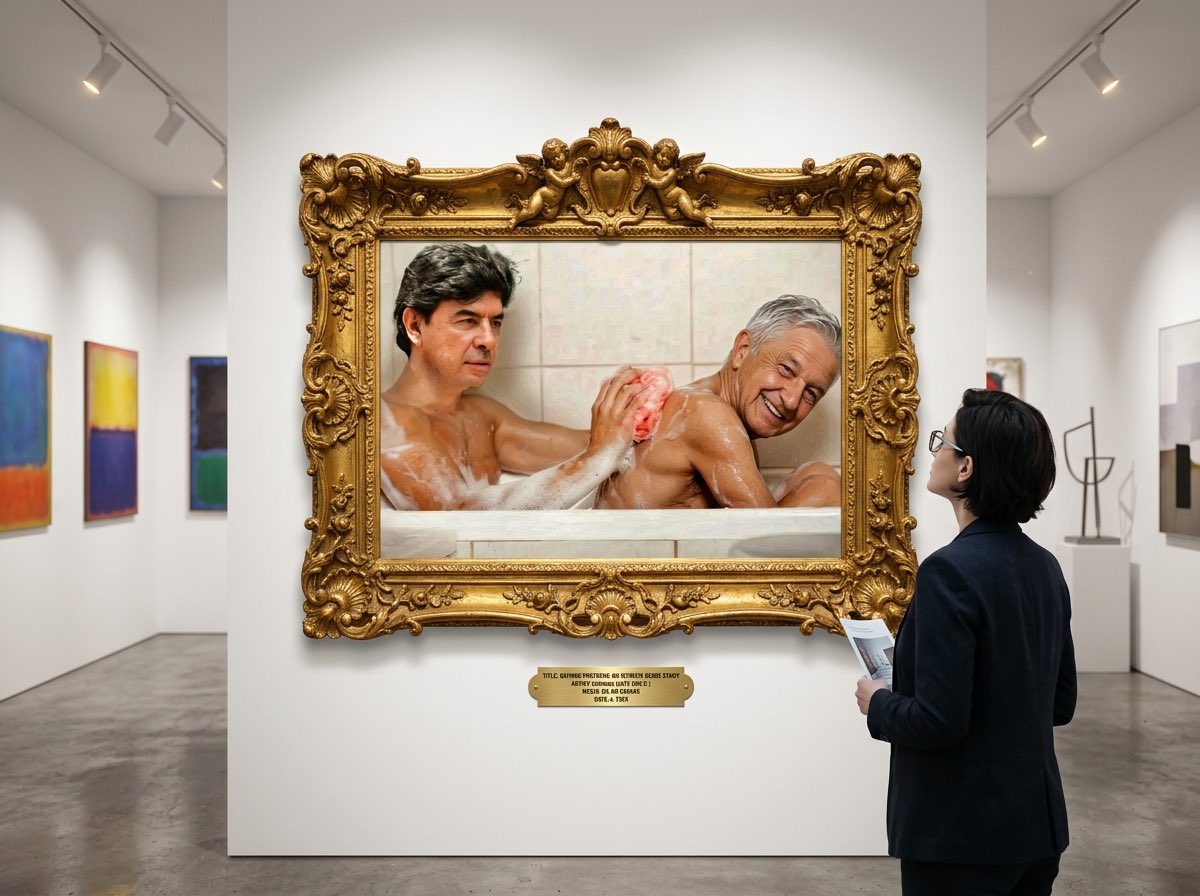 chavaalcantara's tweet photo. “El Bañagatos” , óleo sobre corrupción y jotería. https://t.co/PPaTPM7lv4