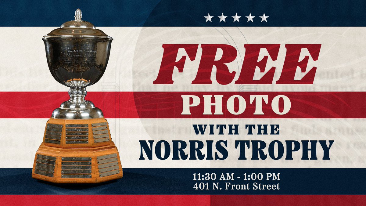 BlueJacketsNHL's tweet photo. Join us for lunch and a photo with the Norris Trophy! 

The trophy will be displayed TODAY from 11:30 am - 1 pm at the Fanatics Sportsbook located outside Nationwide Arena. Grab some lunch and snag a pic with the iconic award! https://t.co/kJsa5Zow8E