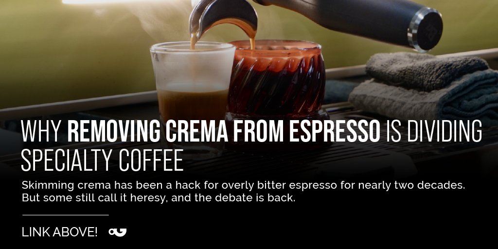 PerfectDailyG's tweet photo. #Baristas have skimmed #crema off bitter #espresso for nearly two decades. The fix is quick and effective, though some still call it heresy, and the debate is back.👉

https://t.co/6wpW5Uyw9U https://t.co/y8mKuah4Wz