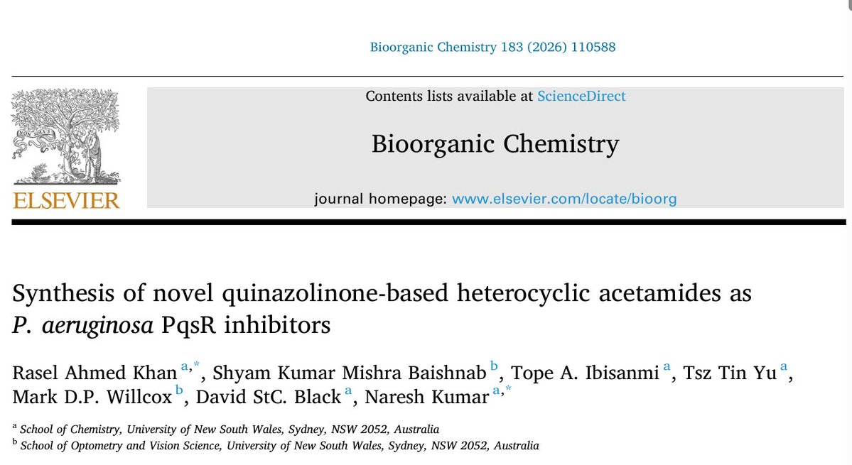 ShyamAnav's tweet photo. Can we disarm pathogens without killing them? Our latest study -💡Novel quinazolinone-based PqsR inhibitors that suppress #quorumsensing, #biofilm, #virulence in P. aeruginosa without targeting bacterial growth directly.
https://t.co/8ChZPeCsFS https://t.co/nEXq16AX5m