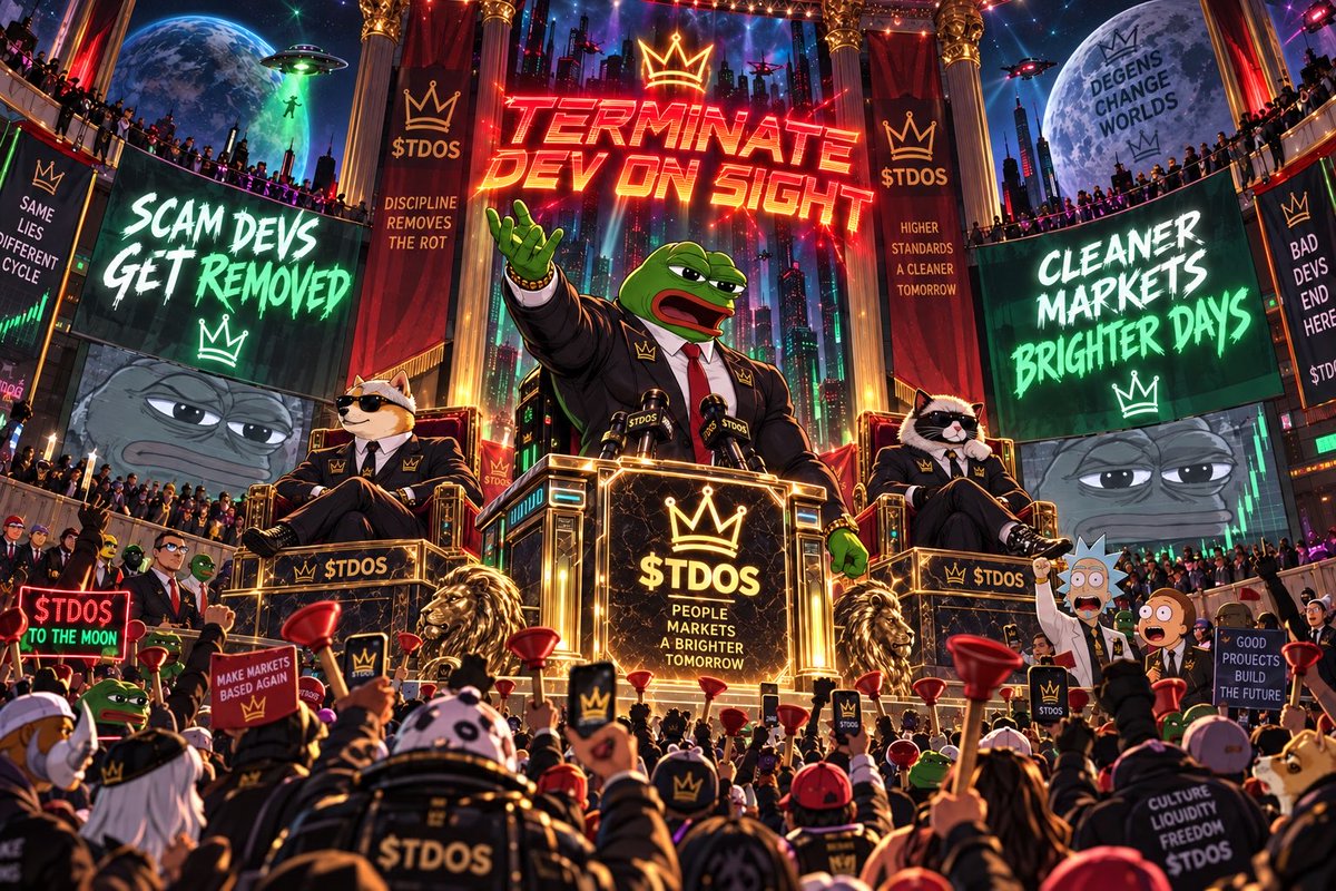 TERMINATE_DEV's tweet photo. The purge is live. 👑

Scam devs get removed.
Standards go up.
Culture gets stronger.
The trenches get cleaner.

TERMINATE DEV ON SIGHT. $TDOS

Cleaner markets. Brighter days. 🪠🔥

#TDOS #Solana #Memecoins #Crypto #PumpFun https://t.co/IQ95O5VW29