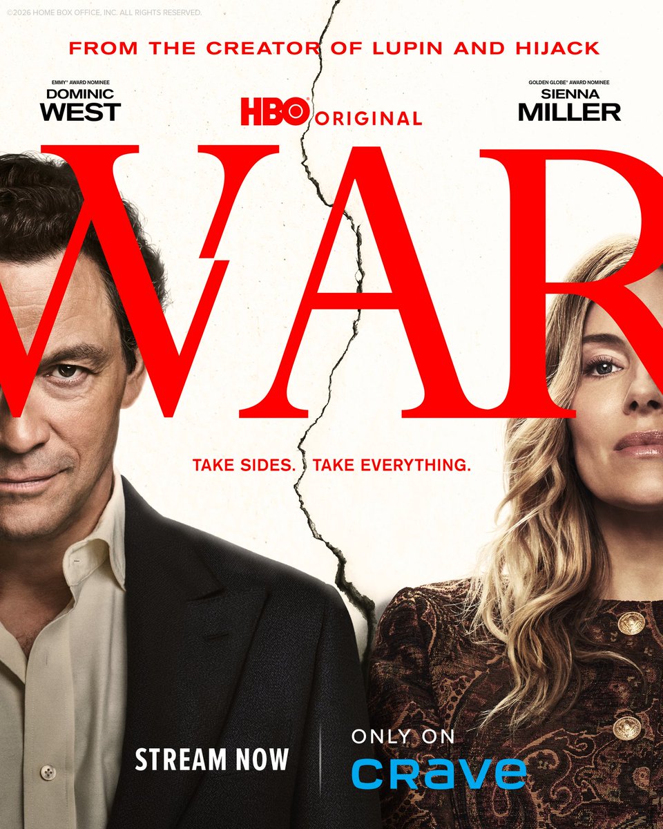 CraveCanada's tweet photo. Better halves make bitter enemies.
Starring Sienna Miller and Dominic West, stream #WARHBO now on Crave. https://t.co/Z15TUtRxTK