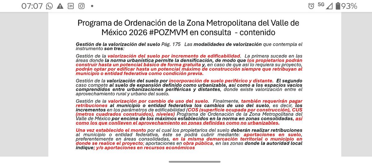 JosefinaMacG's tweet photo. @ClaraBrugadaM @EipCDMX @AngelTamarizS Éste es uno de muchos instrumentos que incluye el #POZMVM que permitirán cambiar los usos de suelo de las colonias en la Zona Metropolitana del Valle de México a cambio de retribuciones a la autoridad en recursos económicos, predios y obra pública. @XochitlBravoE @ClaraBrugadaM https://t.co/4kOGk1quey