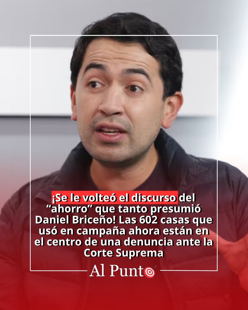 AlPuntoCol's tweet photo. #AlPunto 🎯 ¡Se le volteó el discurso del “ahorro” que tanto presumió Daniel Briceño! Las 602 casas que usó en campaña ahora están en el centro de una denuncia ante la Corte Suprema ⤵️
https://t.co/WCSs6f5Vu3 https://t.co/HRu9wEeFIB