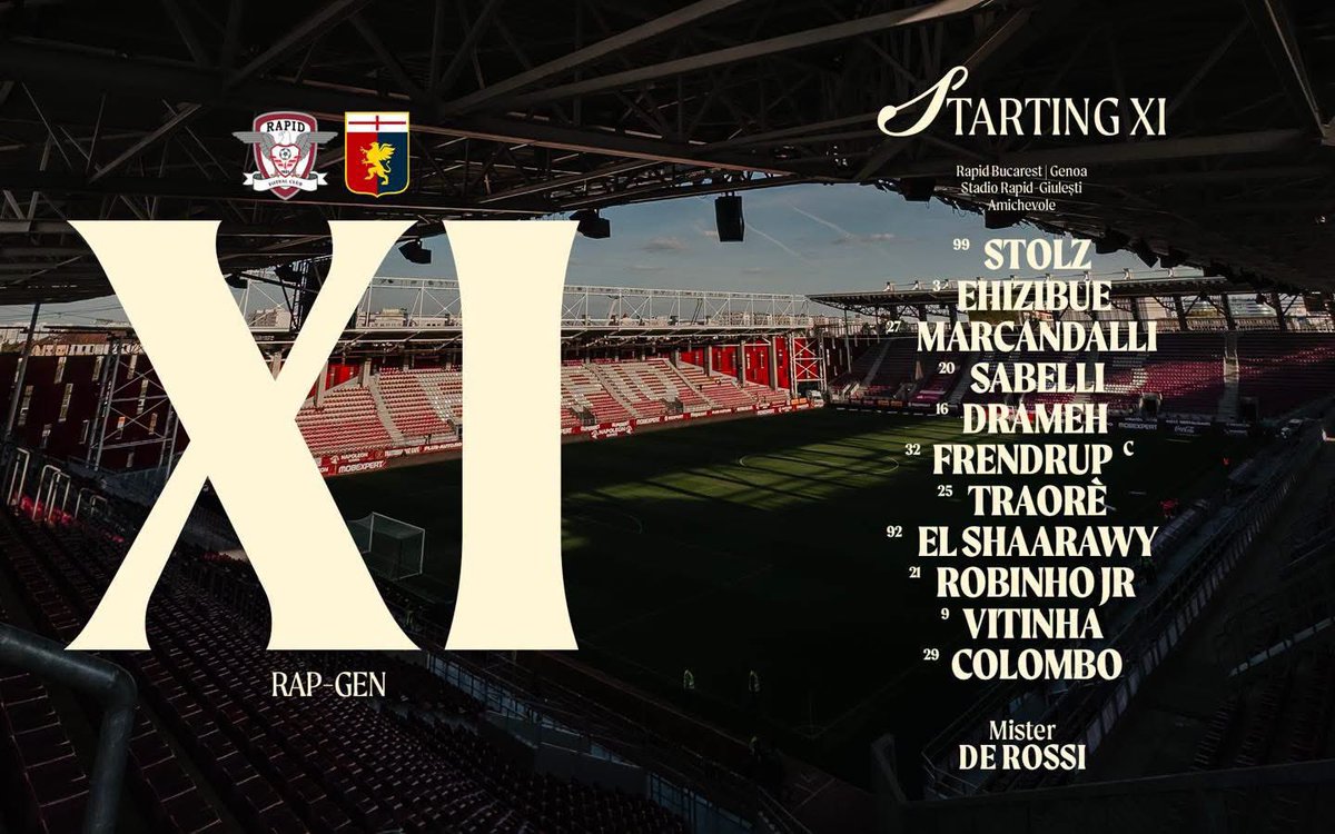 Nico_Novo_'s tweet photo. Ecco la formazione iniziale rossoblù per l’amichevole tra Rapid Bucarest-#Genoa, spicca la titolarità di #Robinho JR. Si parte alle ore 18:00 italiane. https://t.co/E1mnqDMxKP