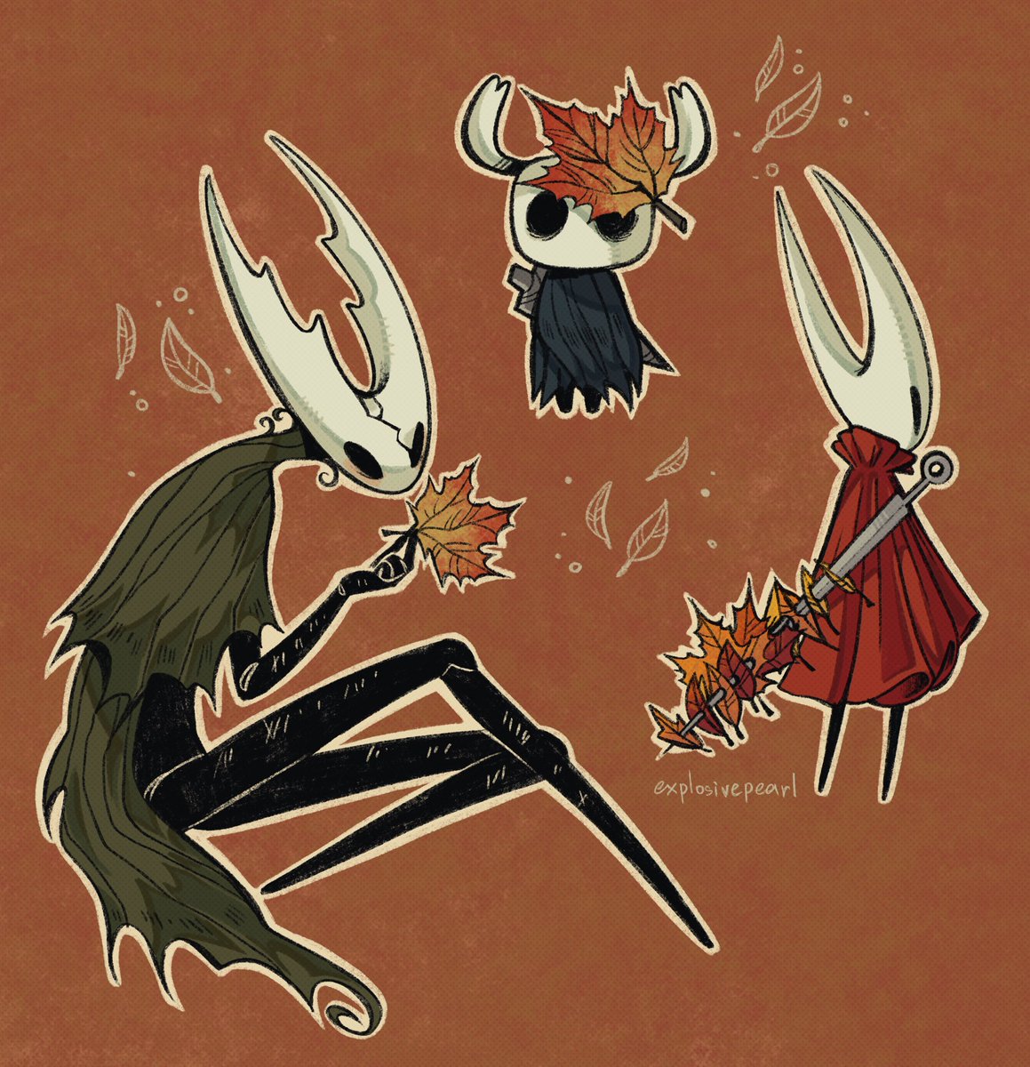 explosivepearl's tweet photo. they’re enjoying the fall #hollowknight https://t.co/lpd0mk26D3