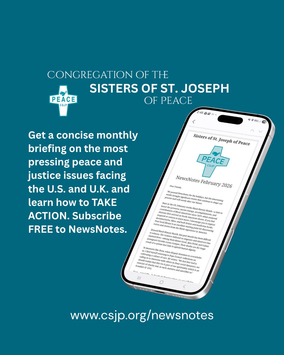 SistersofPeace's tweet photo. Your inbox called. It wants less spam and more justice. The October issue of NewsNotes is out now. Subscribe today! 🔗https://t.co/HOEDIMmTtn

#peace #justice #realnews https://t.co/FP0F5UI2qO