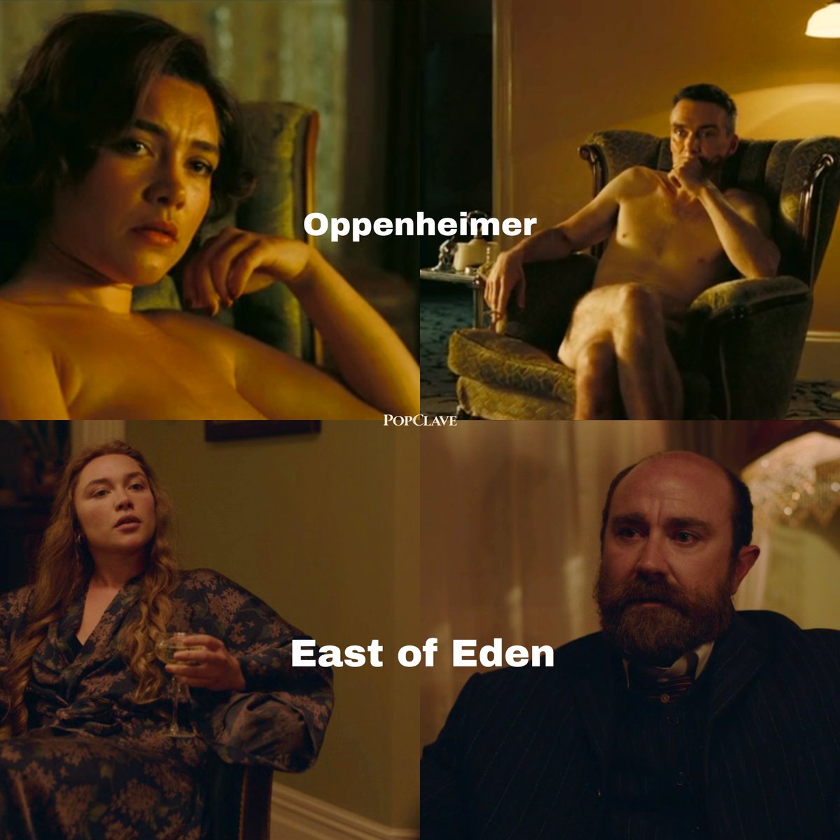Pop_Clave's tweet photo. Florenece Pugh recreated the Oppenheimer scene in East of Eden. https://t.co/NixFnb9PTM