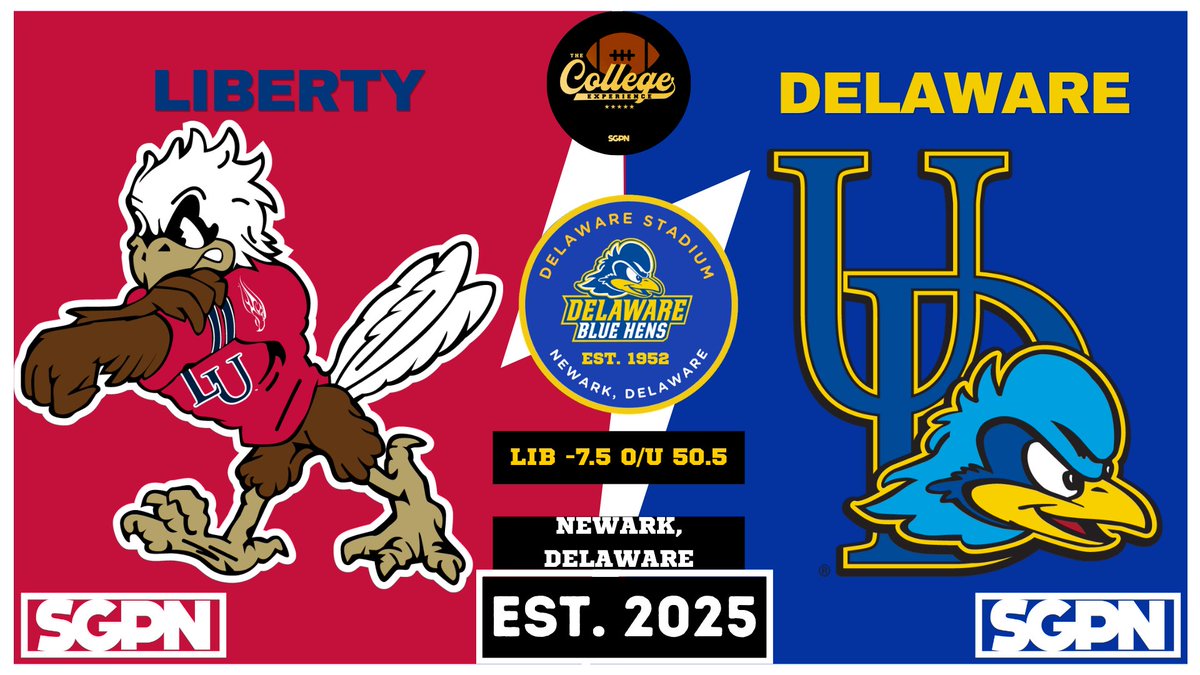 TCEonSGPN's tweet photo. We got a #CUSA banger tonight in Newark.
Who you got and score prediction?
#LibertyFlames #DelawareFootball https://t.co/DmjKmYiztn