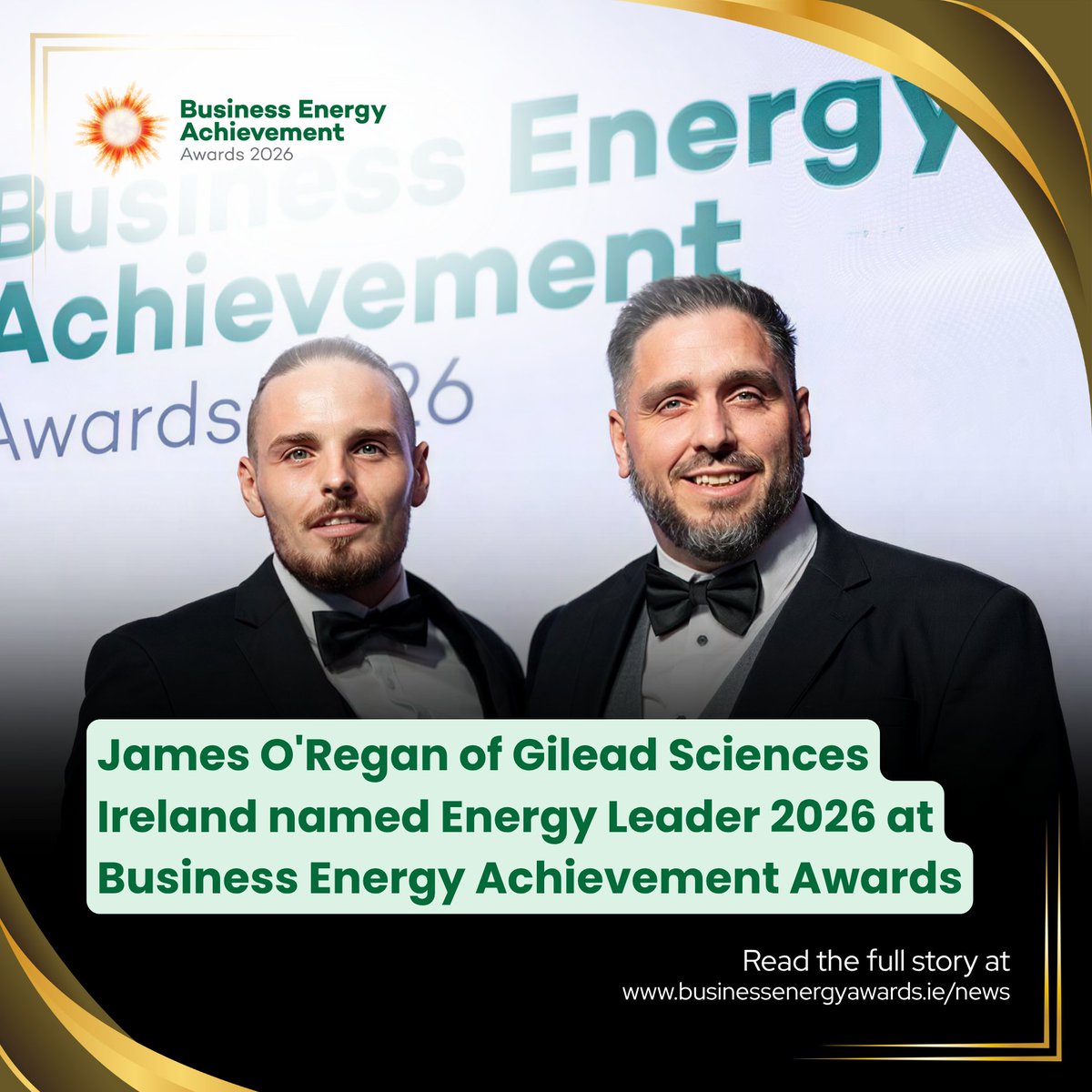 BizEnergyAwards's tweet photo. James O'Regan of Gilead Sciences Ireland has been named Energy Leader 2026 at the Business Energy Achievement Awards, recognised for transforming energy management through data-driven decision-making and predictive analytics.

Read more https://t.co/5vYP32bwTx https://t.co/ilI5r1Dk3z