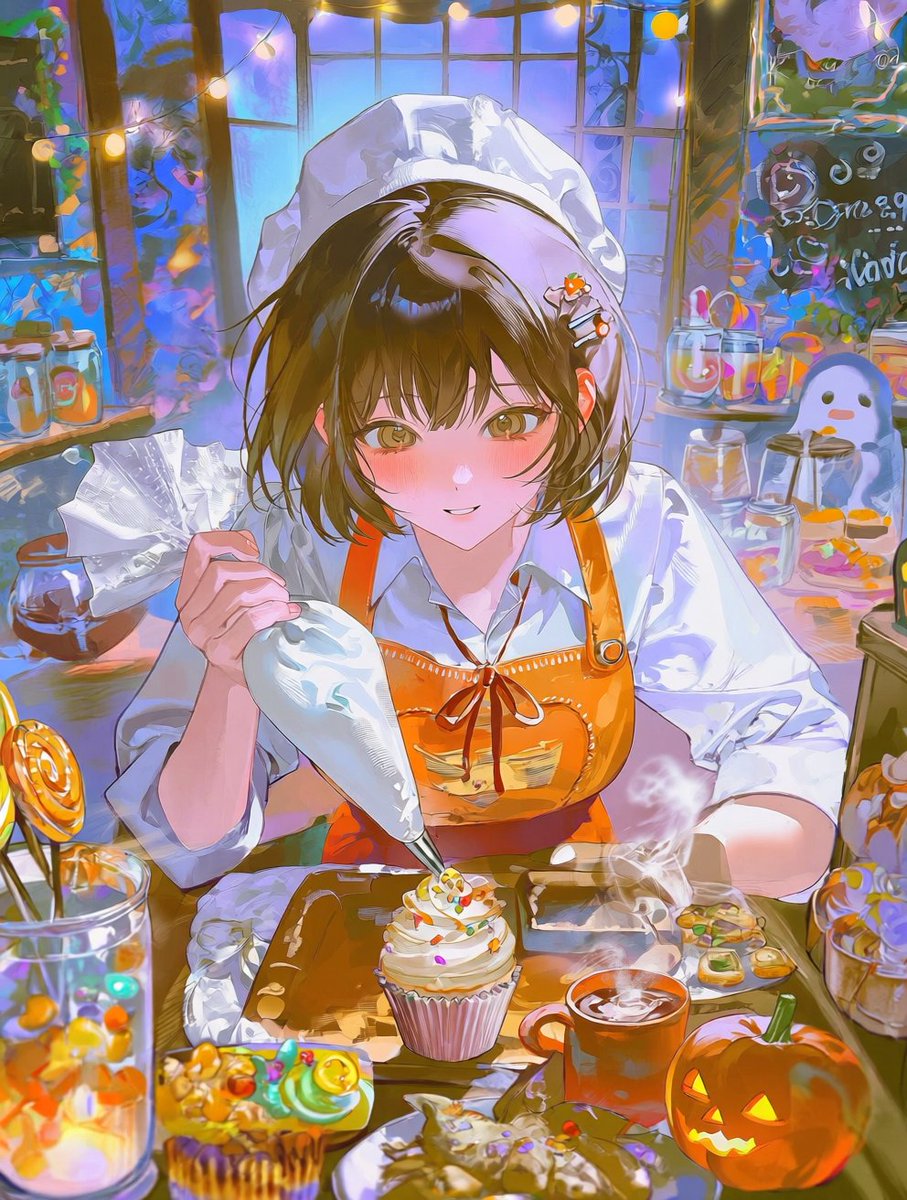 wiselythinker's tweet photo. Sweet Halloween Baking Magic!
https://t.co/6w6UwP9G94
#PixAI #PixAITsubakiV3 @PixAI_Official #AIイラスト #AIart️ 
https://t.co/HsyiNo6esk https://t.co/eSi9WHN14w