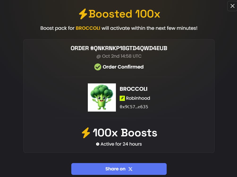 broccoli_launch's tweet photo. $BROCCOLI mode activated.

Roadmap coming in an hour. 

0x9c57e13c4105c4f64ab4cb19ace21ec3b91ce635

#Robinhood chain https://t.co/elqxt7hdgv