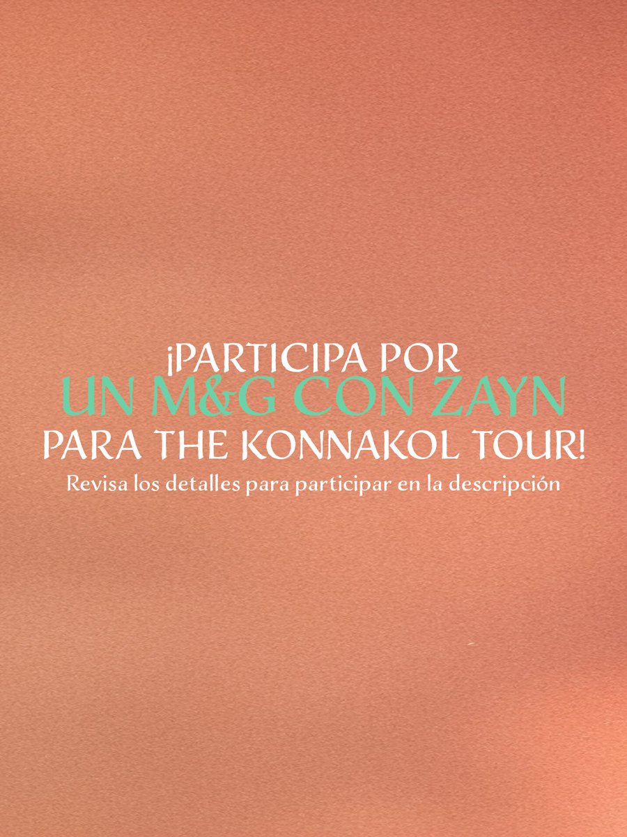 dgmedioschile's tweet photo. Tu oportunidad de conocer a @zaynmalik puede estar aquí 🖤 Participa por un Meet & Greet para The Konnakol Tour este 2 de octubre en Santander Arena 🐆

¿Cómo participar?
➡️ Sigue a @dgmedioschile 
➡️ Cuéntanos por qué conocer a Zayn sería un momento inolvidable para ti y etiqueta a la persona con quien vivirías esta experiencia
➡️ Tú y tu acompañante deben contar con entrada para el show
⭐️ Será 1 ganador + acompañante, que será anunciad@ hoy 2 de octubre a las 3 PM
🎟️ Últimas entradas en https://t.co/oHG987HFph