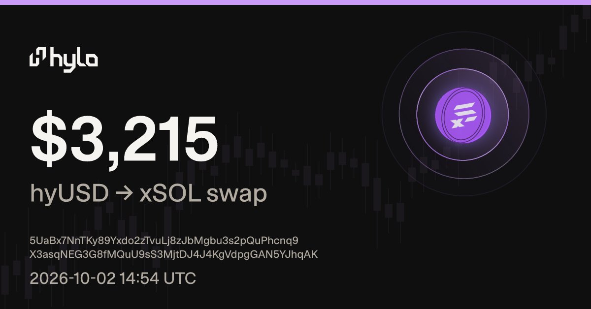 hylo_scope's tweet photo. $3,215 swapped from hyUSD into xSOL on @hylo_so https://t.co/18Ej7Esho0