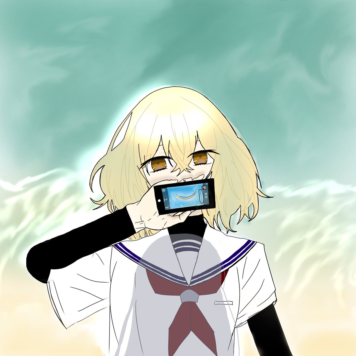 sam_calciodesu's tweet photo. 逆さ虹だよ！凄くない？🌈☺️

アニメ1周年おめでとうございます
#わたたべ　#watatabe https://t.co/tT57yo2iGx