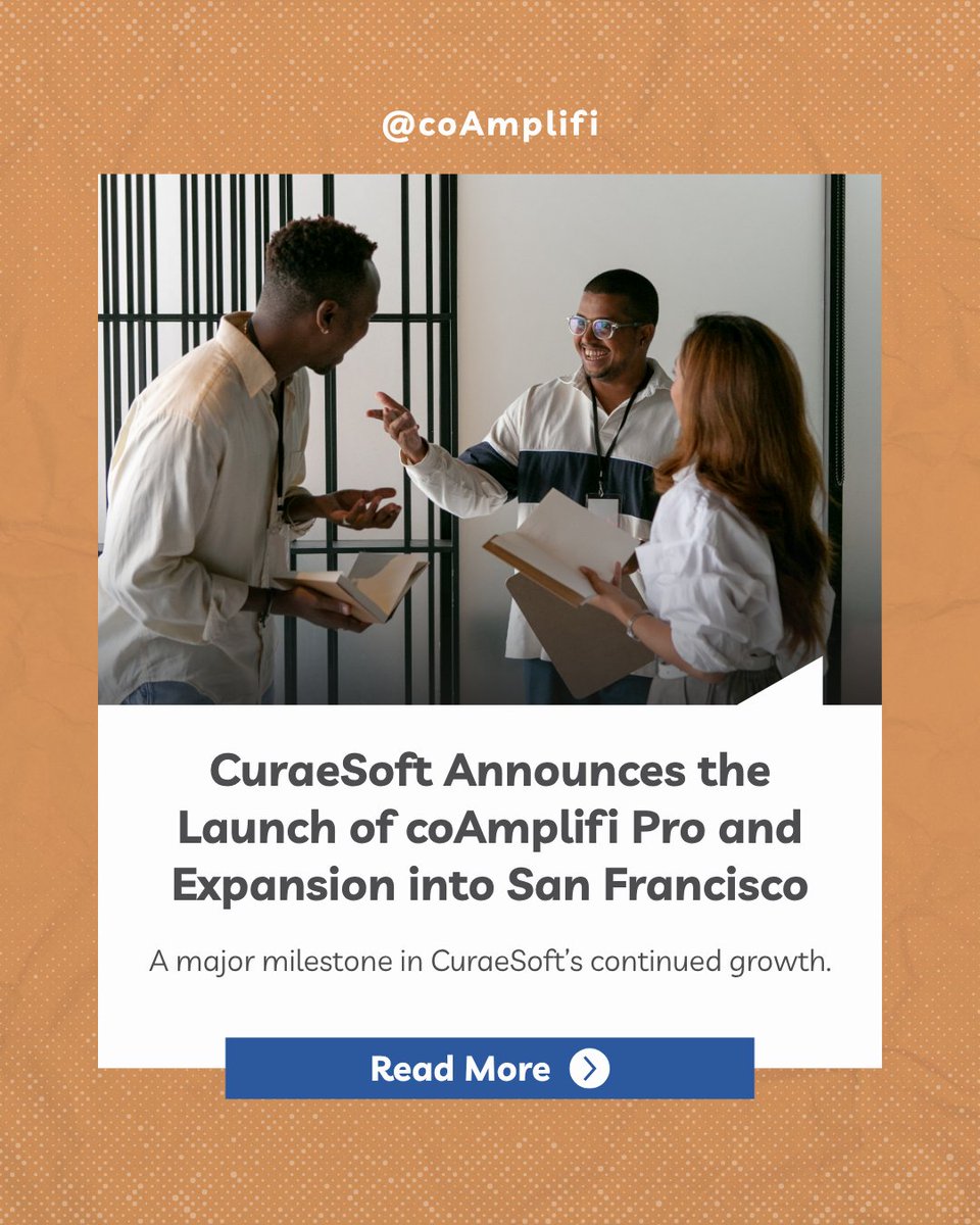 coAmplifi's tweet photo. A milestone for coAmplifi Pro and CuraeSoft.

coAmplifi Pro has officially launched, turning fragmented workflows into a unified platform for project planning, time tracking, billing preparation, and performance analytics - built for consulting teams.

At the same time, CuraeSoft is expanding into San Francisco as the company enters its next stage of growth.

Read the full announcement: 

#coAmplifiPro #CuraeSoft #ConsultingTechnology #ConsultingOperations