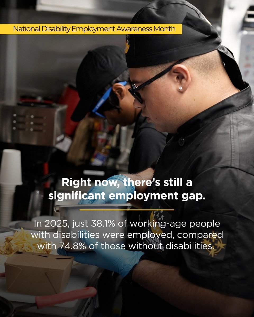 SpecialNeedsLA's tweet photo. When people with disabilities have equitable access to employment, our workplaces and communities are stronger.
October is National Disability Employment Awareness Month, a time to recognize the talent, skills and contributions people with disabilities bring to the workforce while continuing to address the barriers that too often stand between people and employment.
At Special Needs Network, Special Flavours is helping build a more inclusive future by providing young adults with developmental disabilities culinary training, workplace experience and a pathway toward employment.
You can help normalize the inclusion of people with different abilities in the workforce by hiring Special Flavours to cater your next meeting, celebration or event! 💜
.
.
.

#specialneedsnetwork #DisabilityEmploymentAwareness