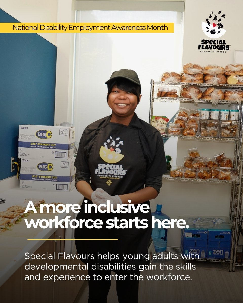 SpecialNeedsLA's tweet photo. When people with disabilities have equitable access to employment, our workplaces and communities are stronger.
October is National Disability Employment Awareness Month, a time to recognize the talent, skills and contributions people with disabilities bring to the workforce while continuing to address the barriers that too often stand between people and employment.
At Special Needs Network, Special Flavours is helping build a more inclusive future by providing young adults with developmental disabilities culinary training, workplace experience and a pathway toward employment.
You can help normalize the inclusion of people with different abilities in the workforce by hiring Special Flavours to cater your next meeting, celebration or event! 💜
.
.
.

#specialneedsnetwork #DisabilityEmploymentAwareness