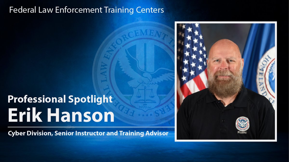 FLETC's tweet photo. Meet Erik Hanson, a FLETC Cyber Division Law Enforcement Training Advisor. From Coast Guard service and policing to digital forensics and cyber curriculum development, Erik helps prepare law enforcement for evolving threats. Read more: https://t.co/Ie5IAstxqi #FLETC https://t.co/qX25bkB2zE