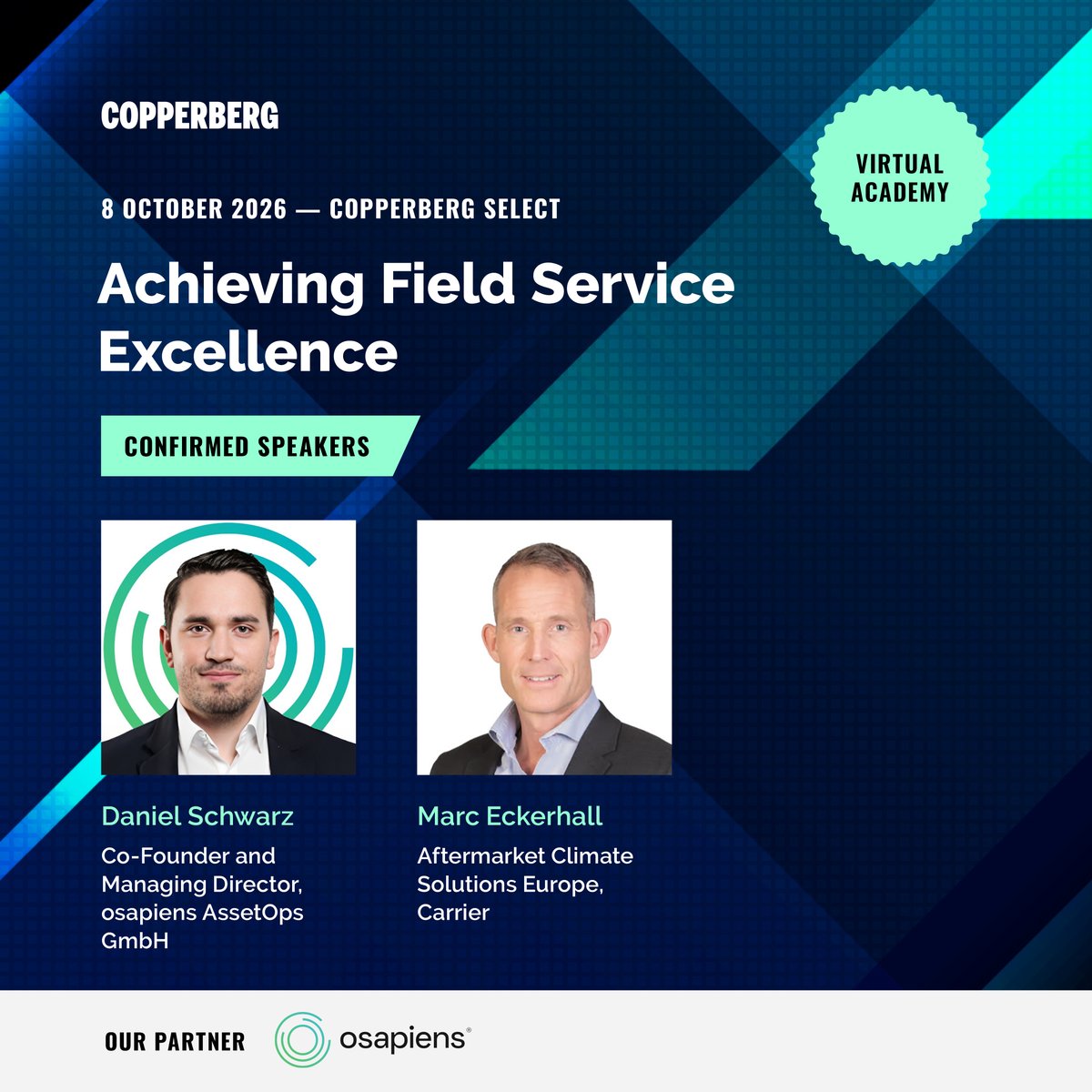 CopperbergAB's tweet photo. 📢 The next #FieldServiceVirtualAcademy is calling service leaders back to the virtual classroom! Join us on Oct. 8 for 90 minutes of practical sessions on building smarter, more resilient #fieldservice ops.
👉 https://t.co/PhJ438xjRa
#manufacturing #fsm #serviceexcellence https://t.co/lO1o8Yfpcq