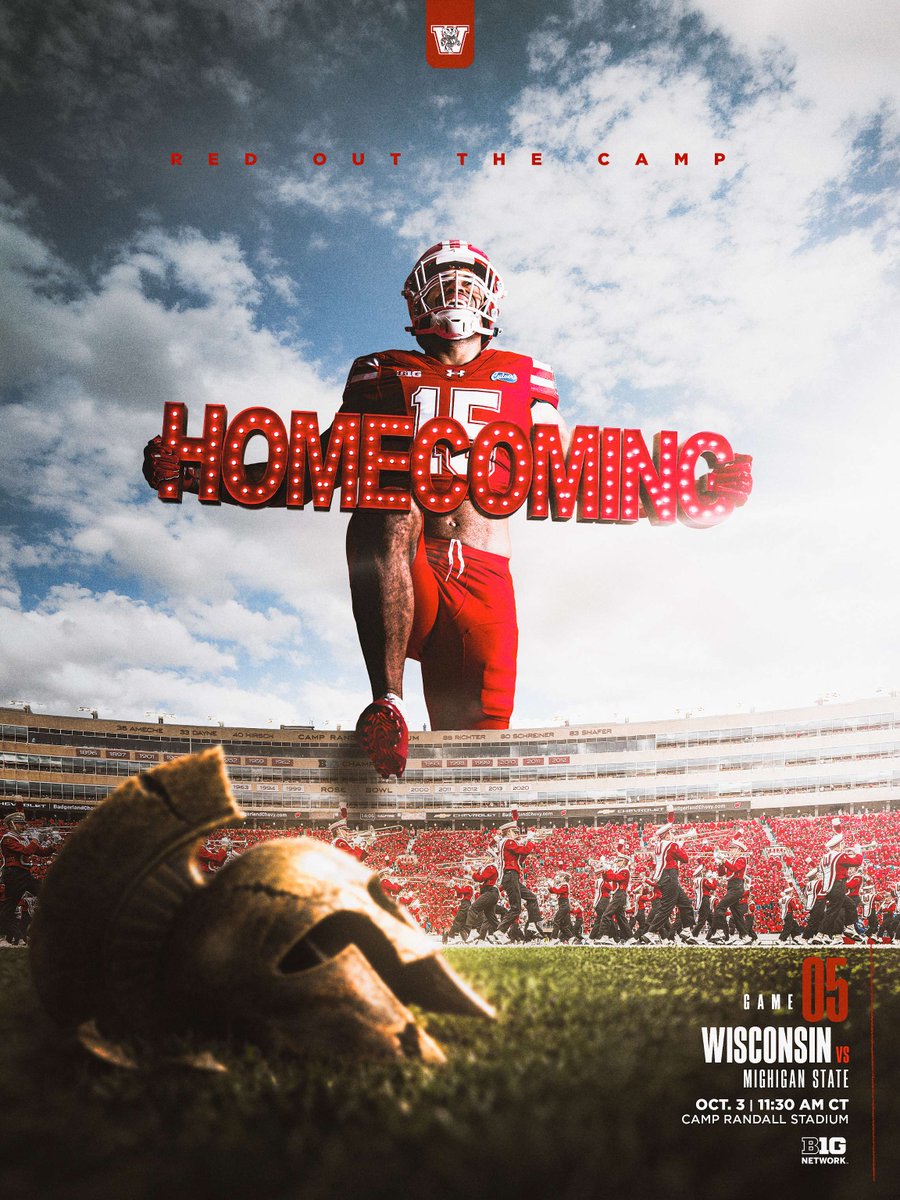 BadgerFootball's tweet photo. 𝗢𝘂𝗿 𝗵𝗼𝘂𝘀𝗲. 𝗢𝘂𝗿 𝗰𝗼𝗹𝗼𝗿.

Game 05 vs. Michigan State
Saturday, Oct. 3rd
11:30 AM CT on Big Ten Network https://t.co/61ujvjTDdY