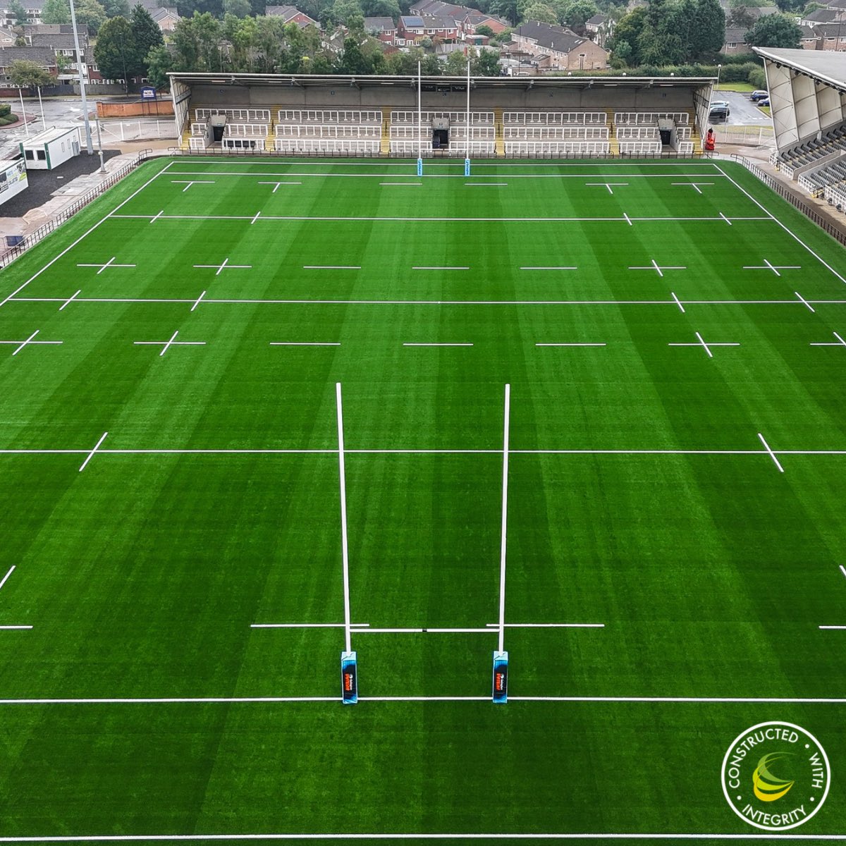 SCSlatter's tweet photo. A new surface for a new era dawn. 
We wish @NCL_RedBulls good luck as they play their first competitive match on their new 3G pitch this Saturday, following the completion of the resurfacing works by S&amp;C Slatter.
#Rugby
#NewcastleRedBulls
#FieldTurf
#ConstructedWithIntegrity https://t.co/atSXLPRfDv