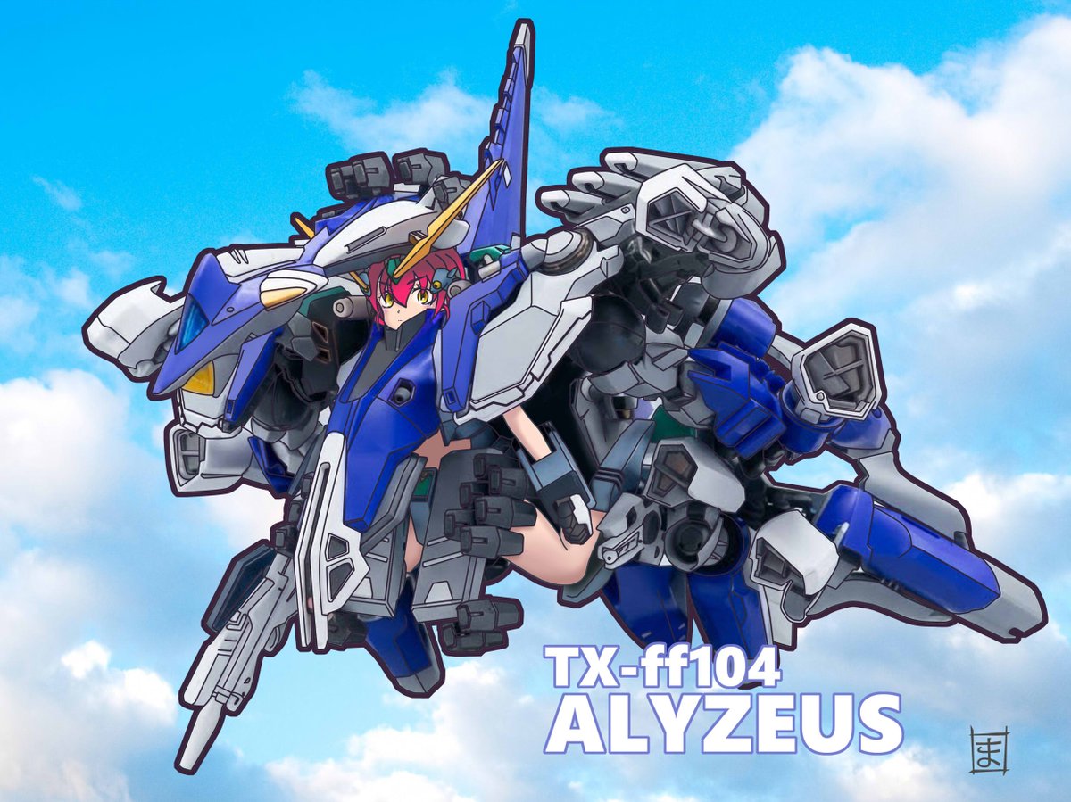 mqubeev3's tweet photo. ガンプラ完成後のお楽しみ、MS少女化です

(^-^)/

今回は、アリュゼウス少女。

想像以上にサクッと描けました。

線が多いように見えてそうでもなかったです(笑)
＃MS少女 https://t.co/1fnJHP2wk7