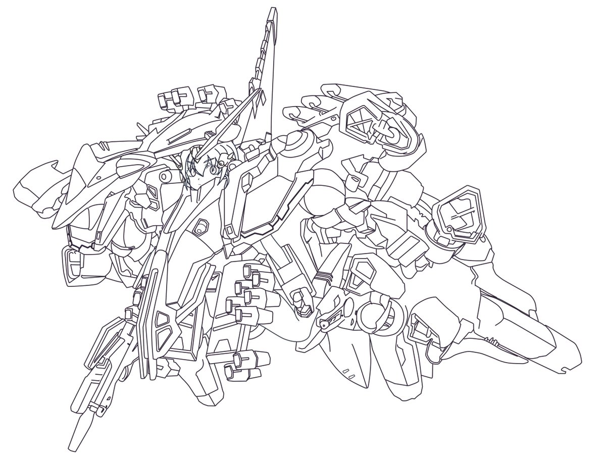 mqubeev3's tweet photo. ガンプラ完成後のお楽しみ、MS少女化です

(^-^)/

今回は、アリュゼウス少女。

想像以上にサクッと描けました。

線が多いように見えてそうでもなかったです(笑)
＃MS少女 https://t.co/1fnJHP2wk7