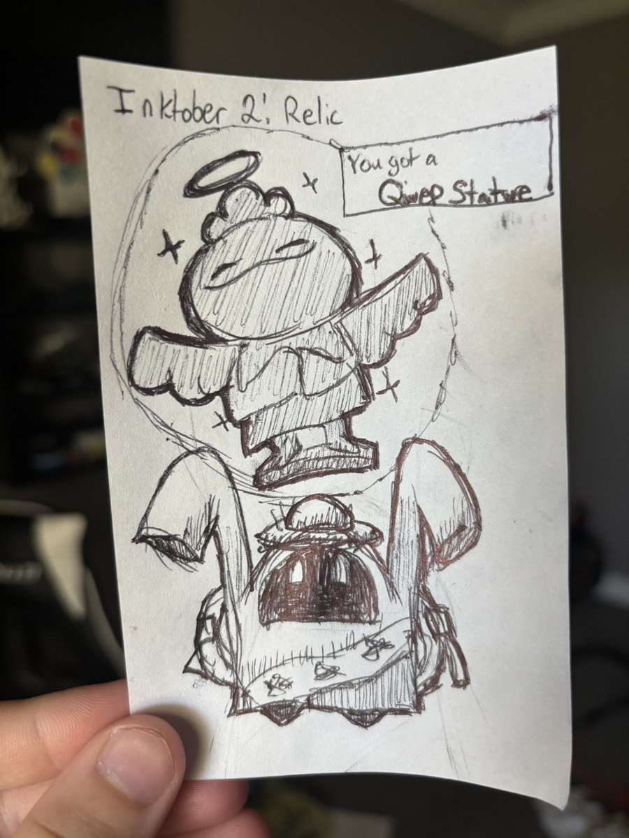 Dat1Nedyak's tweet photo. #inktober DAY 2!!! Relic! This is a piece of one of my OC’s finding the other as a statue Legend of Zelda style! https://t.co/ruU7I848Jl