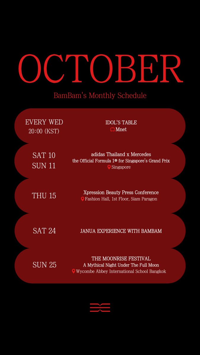 BamBamBooster's tweet photo. OCTOBER: BamBam’s Monthly Schedule Update 🆕

ตารางงานอัพเดทใหม่!
BamBam จะเข้าร่วมงาน 
adidas Thailand x Mercedes
the Official Formula 1® for Singapore's Grand Prix

🗓️ วันเสาร์ที่ 10 - วันอาทิตย์ที่ 11 ตุลาคม 2569
📍Singapore

เตรียมตัวให้พร้อมไม่ 1M ไม่นอนค่ะ

#adidasxBamBam #adidasThailand
#adidas #BamBam #뱀뱀 @BamBam1A 
@BAMBAMxBAMMIE @adidas @adidasoriginals