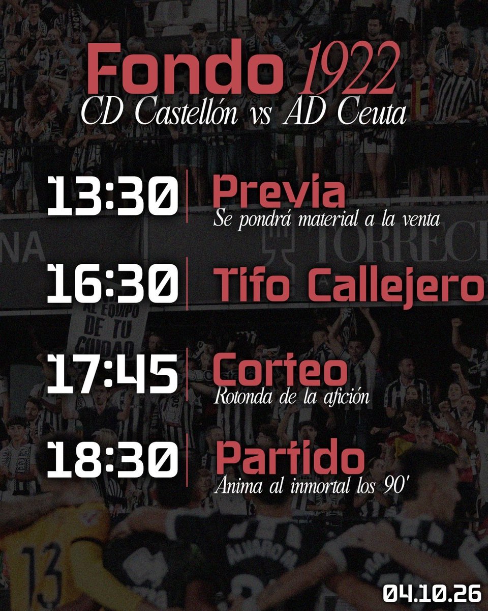 fondo1922's tweet photo. Jornada 8

CD Castellón -  AD Ceuta 

#LaBandaDelInmortal https://t.co/LTHOPhFVBp